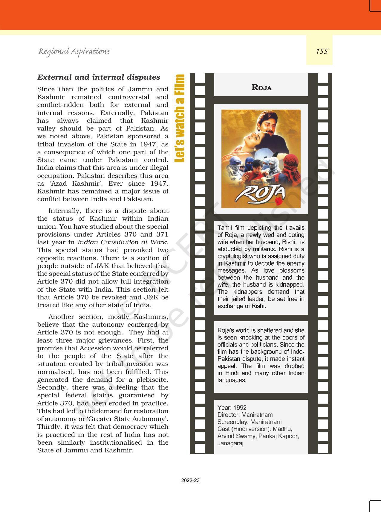 NCERT Book for Class 12 Political Science (Politics In India Since Independence) Chapter 8 Regional Aspirations - Page 8