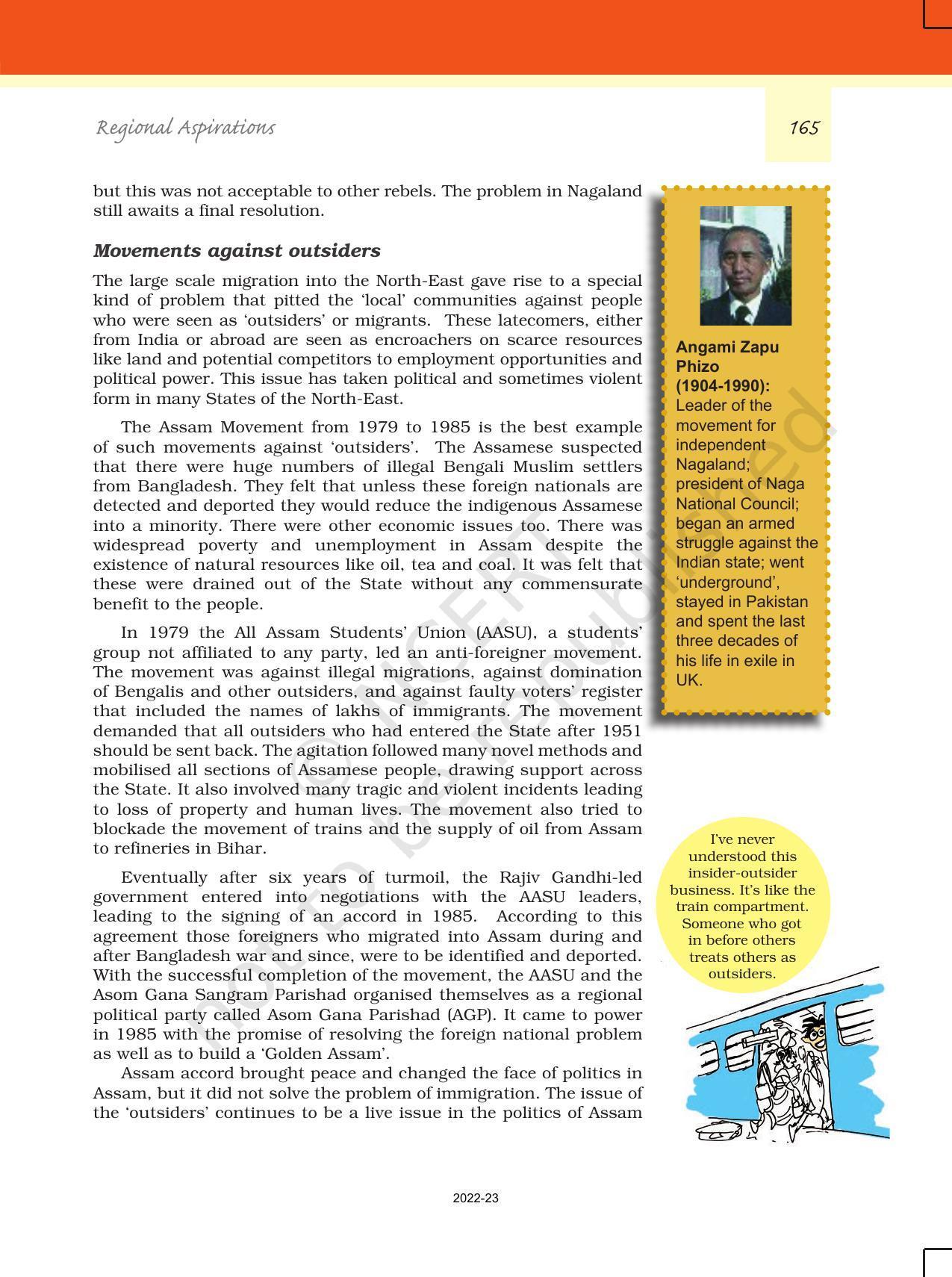 NCERT Book for Class 12 Political Science (Politics In India Since Independence) Chapter 8 Regional Aspirations - Page 18