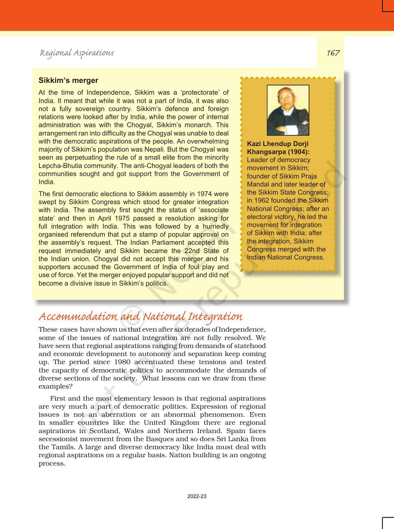 NCERT Book for Class 12 Political Science (Politics In India Since Independence) Chapter 8 Regional Aspirations - Page 20