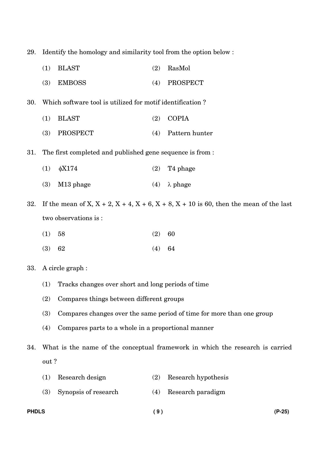 IGNOU PhD Entrance Test Ph. D. (Life Science) Entrance Test, July, 2023 Question Paper - Page 10