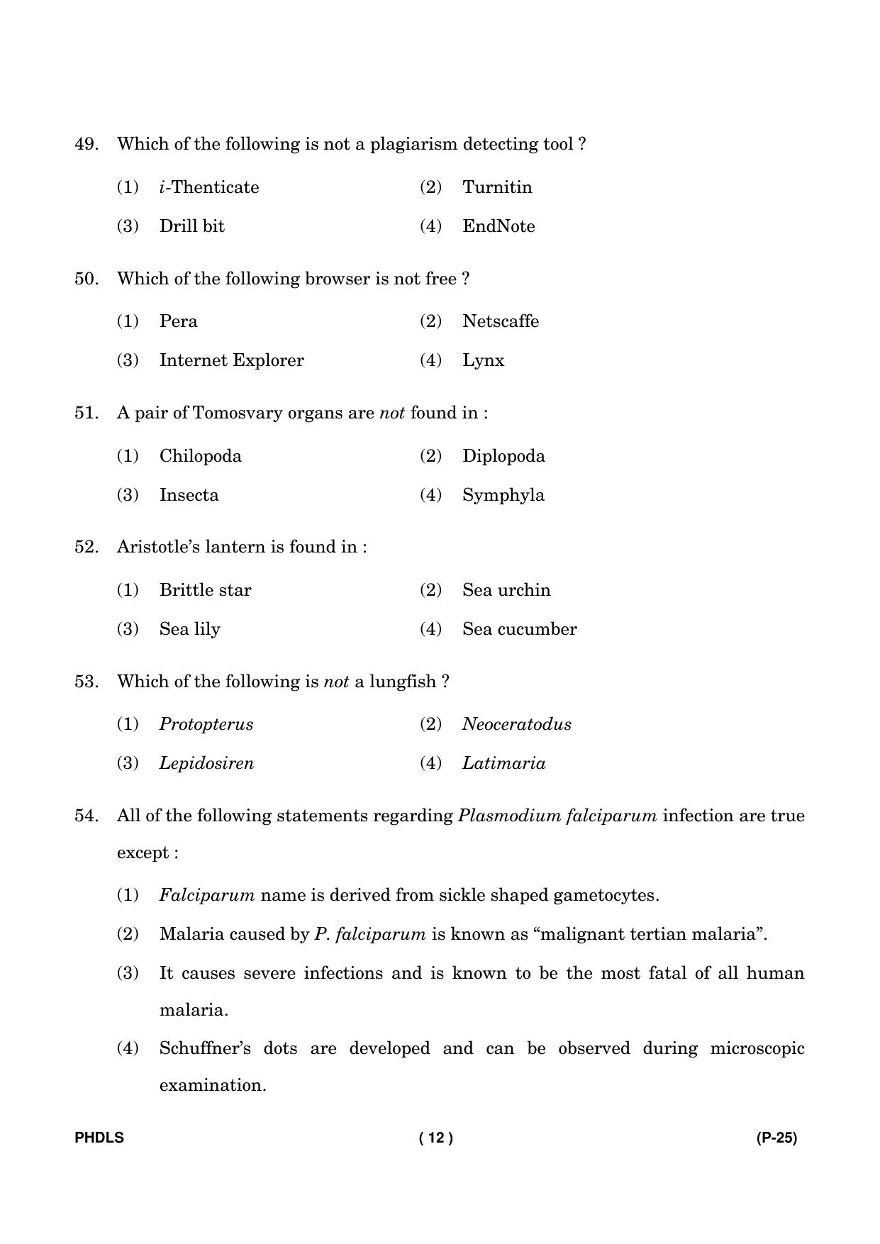 IGNOU PhD Entrance Test Ph. D. (Life Science) Entrance Test, July, 2023 Question Paper - Page 13
