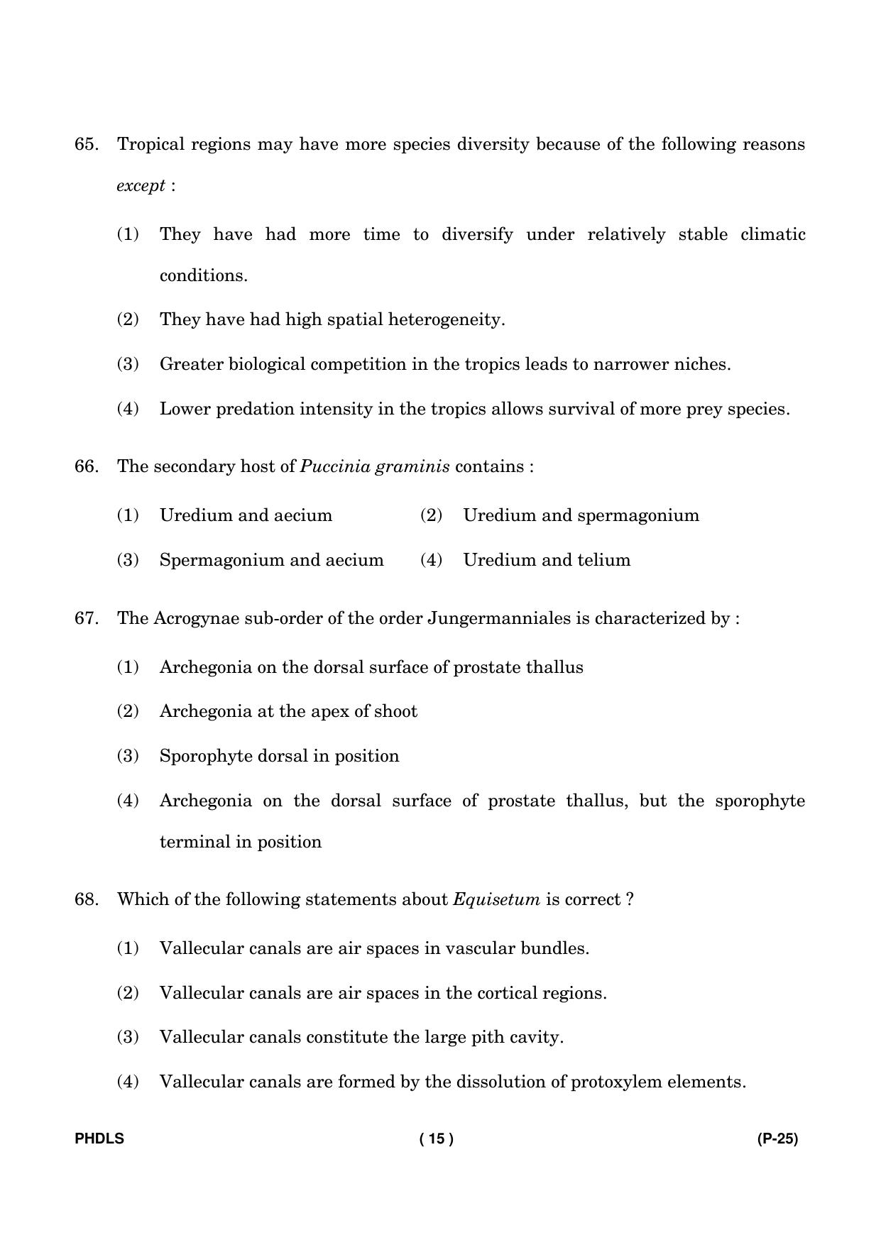 IGNOU PhD Entrance Test Ph. D. (Life Science) Entrance Test, July, 2023 Question Paper - Page 16