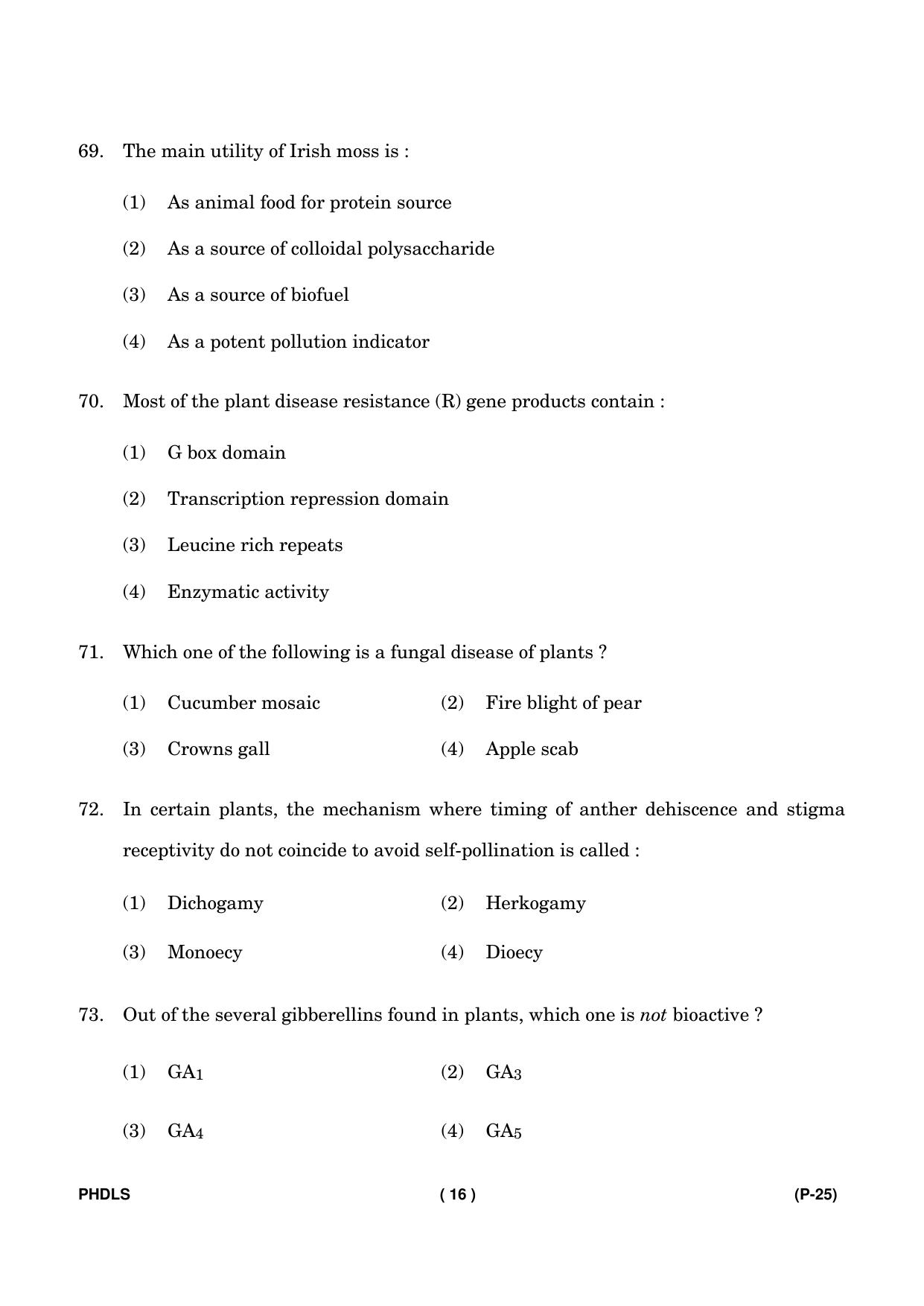 IGNOU PhD Entrance Test Ph. D. (Life Science) Entrance Test, July, 2023 Question Paper - Page 17