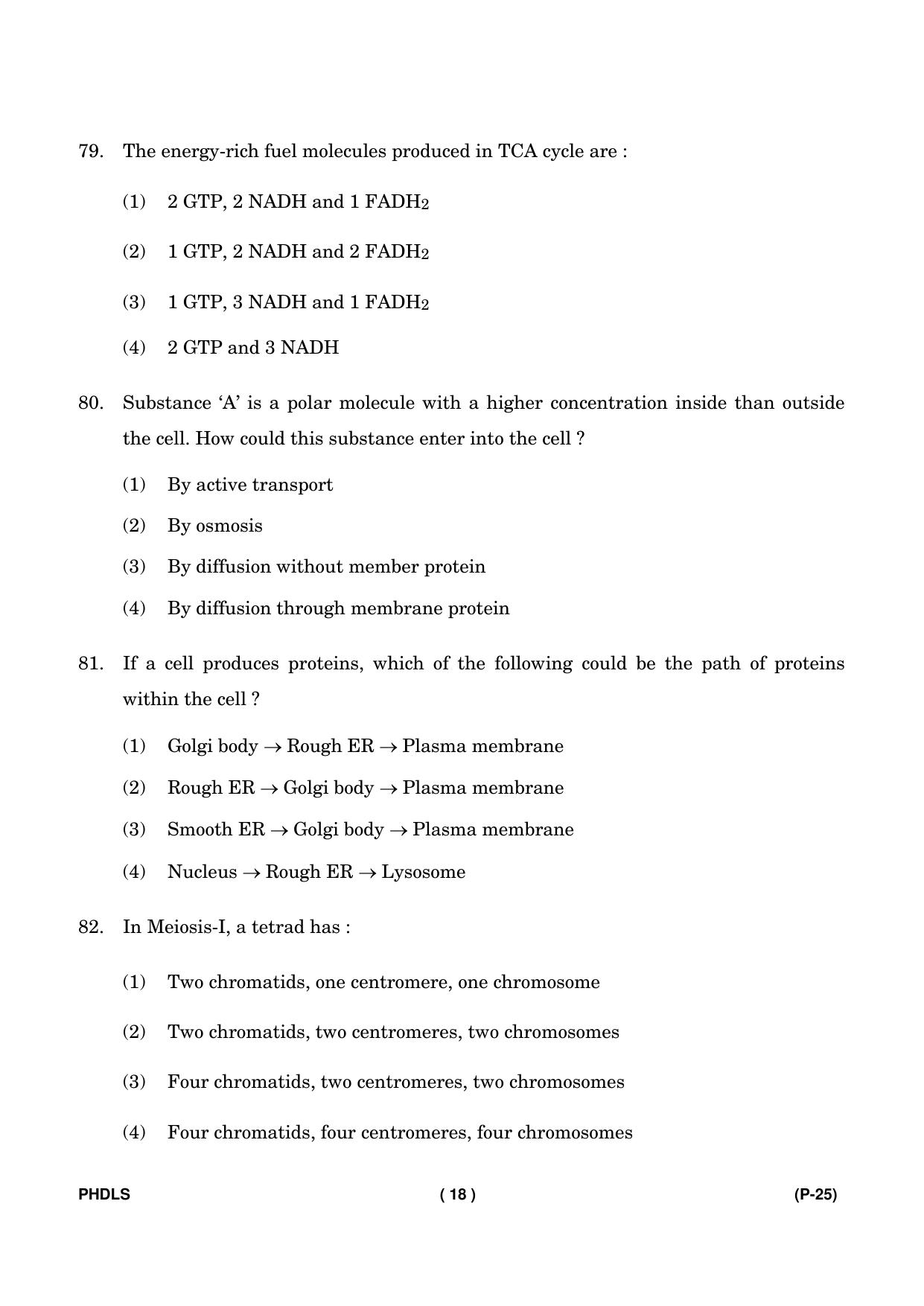 IGNOU PhD Entrance Test Ph. D. (Life Science) Entrance Test, July, 2023 Question Paper - Page 19