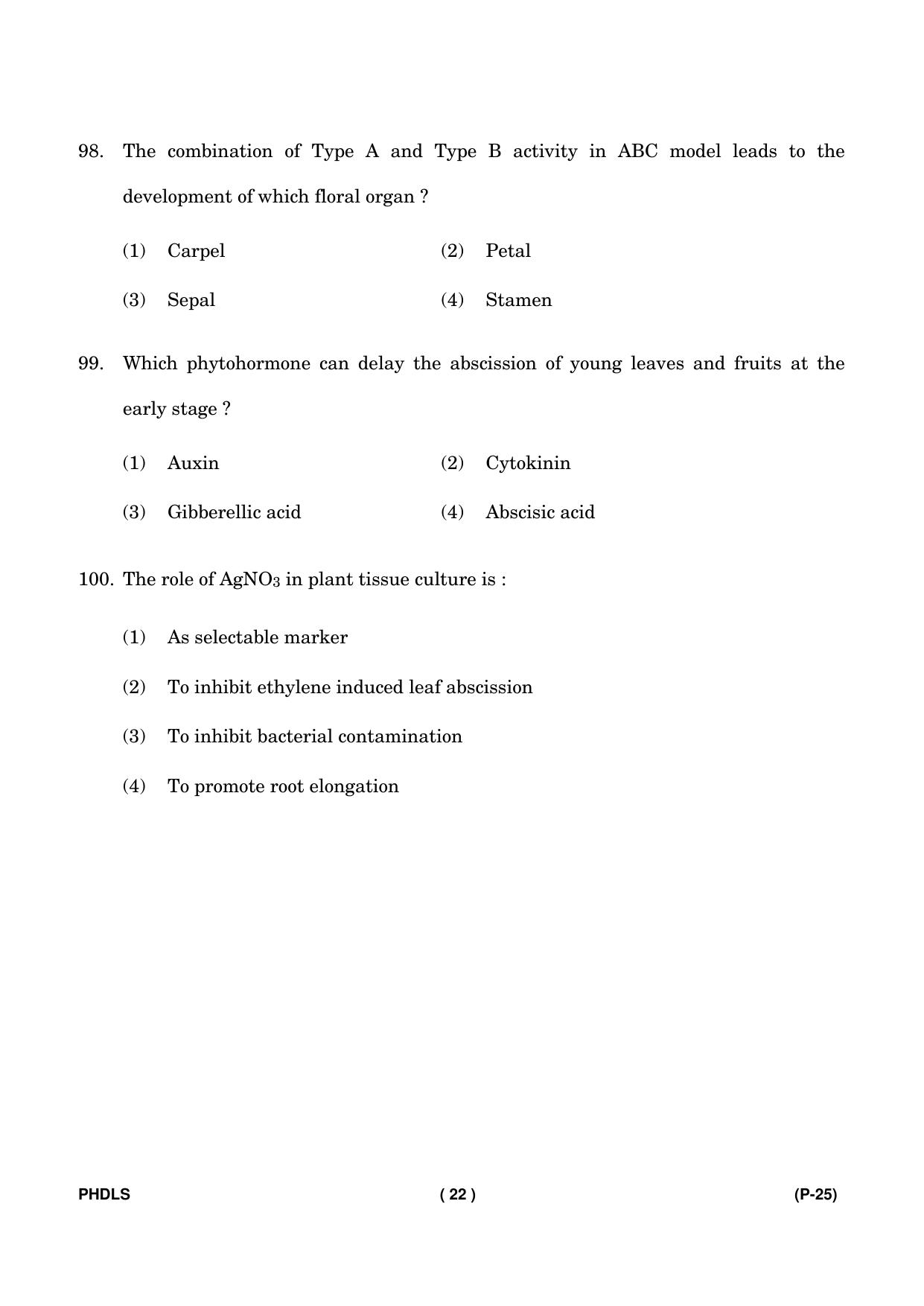 IGNOU PhD Entrance Test Ph. D. (Life Science) Entrance Test, July, 2023 Question Paper - Page 23