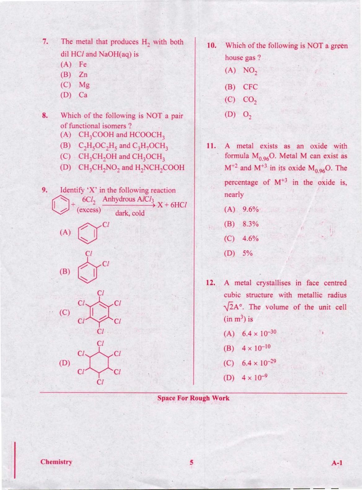 KCET Chemistry 2020 Question Papers - Page 5