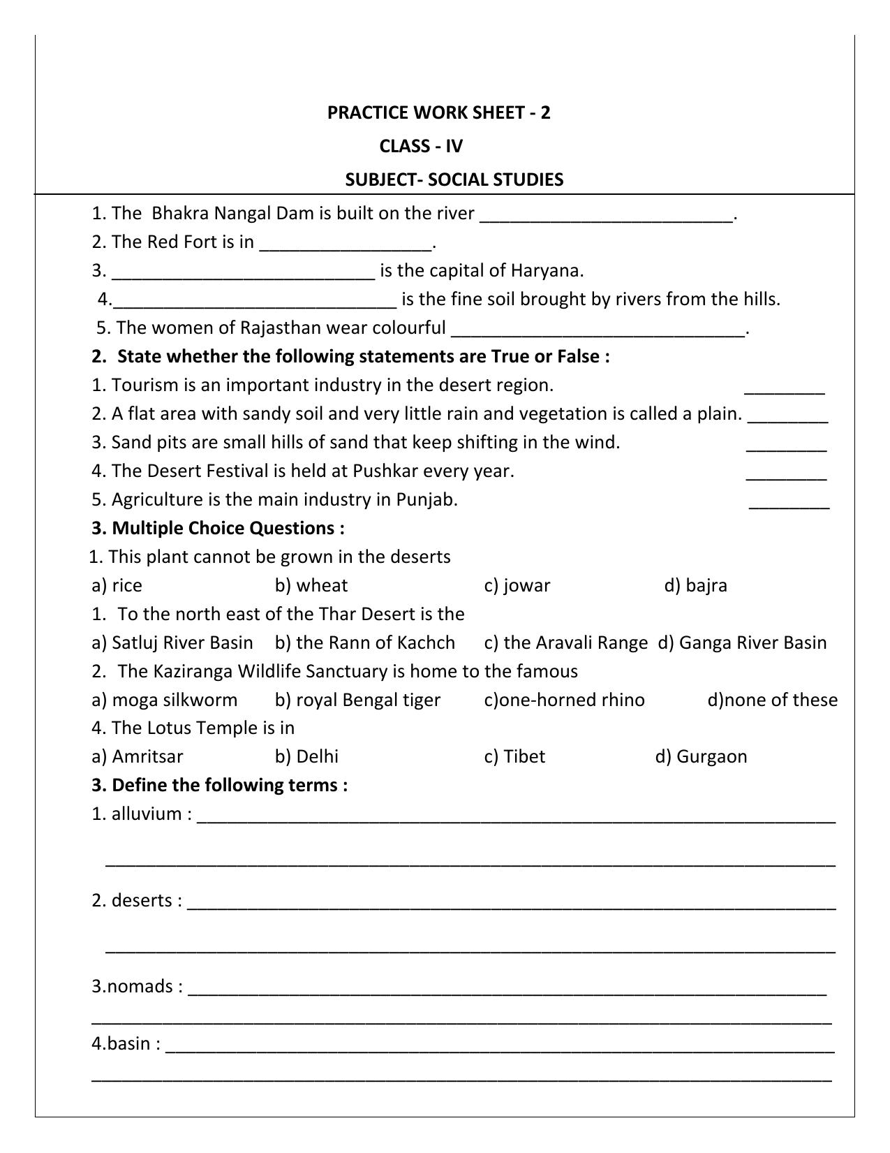 Worksheet for Class 4 Social Science Assignment 5 - Page 2