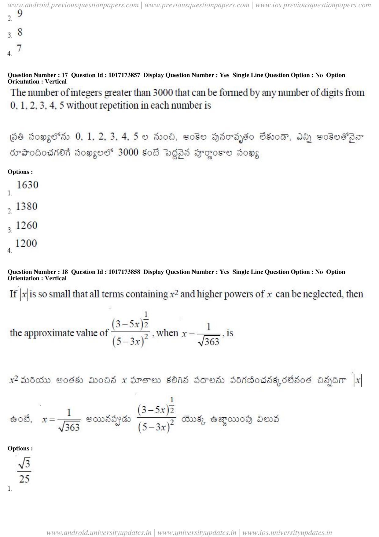 AP EAPCET 2017 - April 24, 2017 Afternoon - Master Engineering Question Paper With Preliminary Keys - Page 10