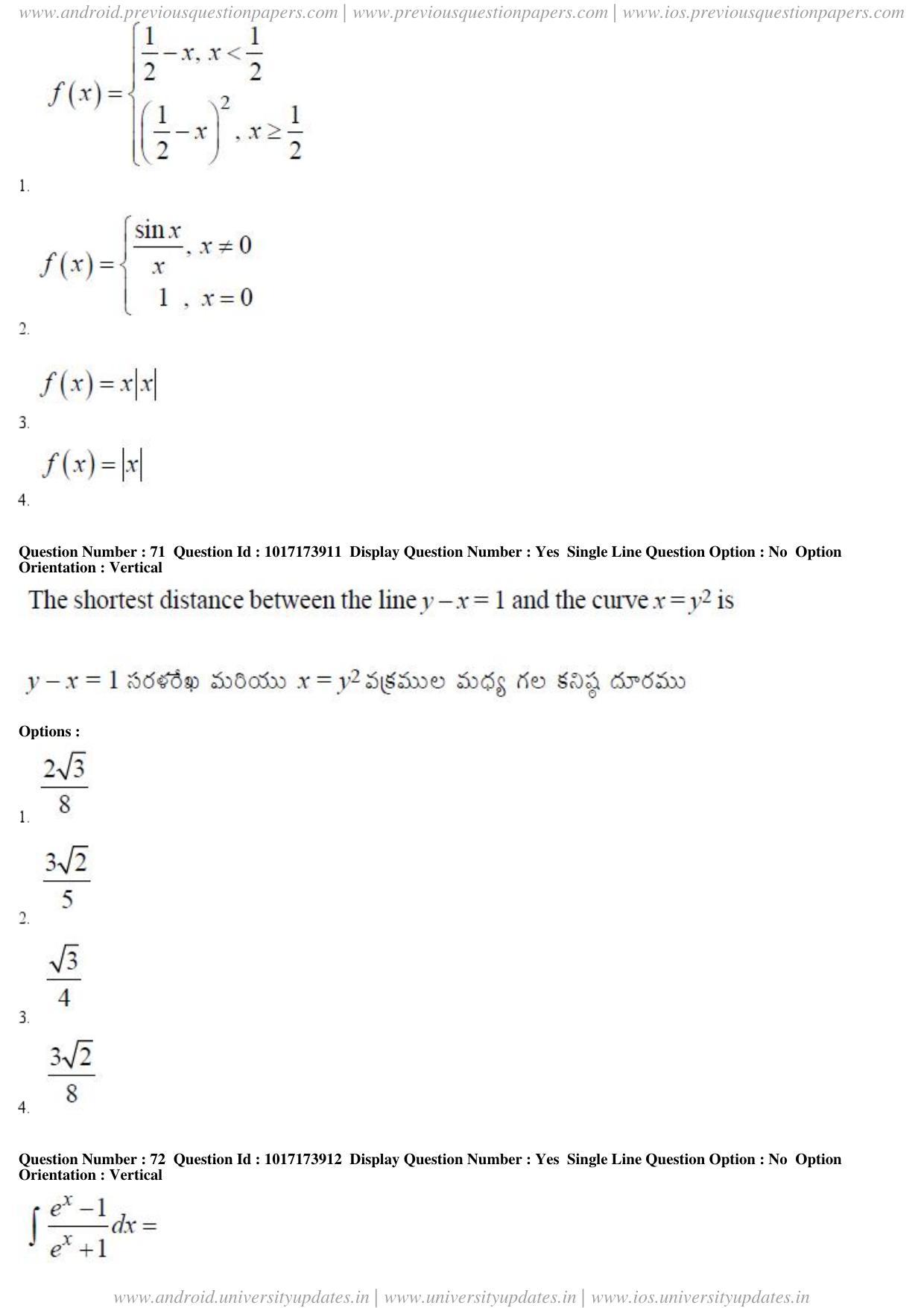 AP EAPCET 2017 - April 24, 2017 Afternoon - Master Engineering Question Paper With Preliminary Keys - Page 37
