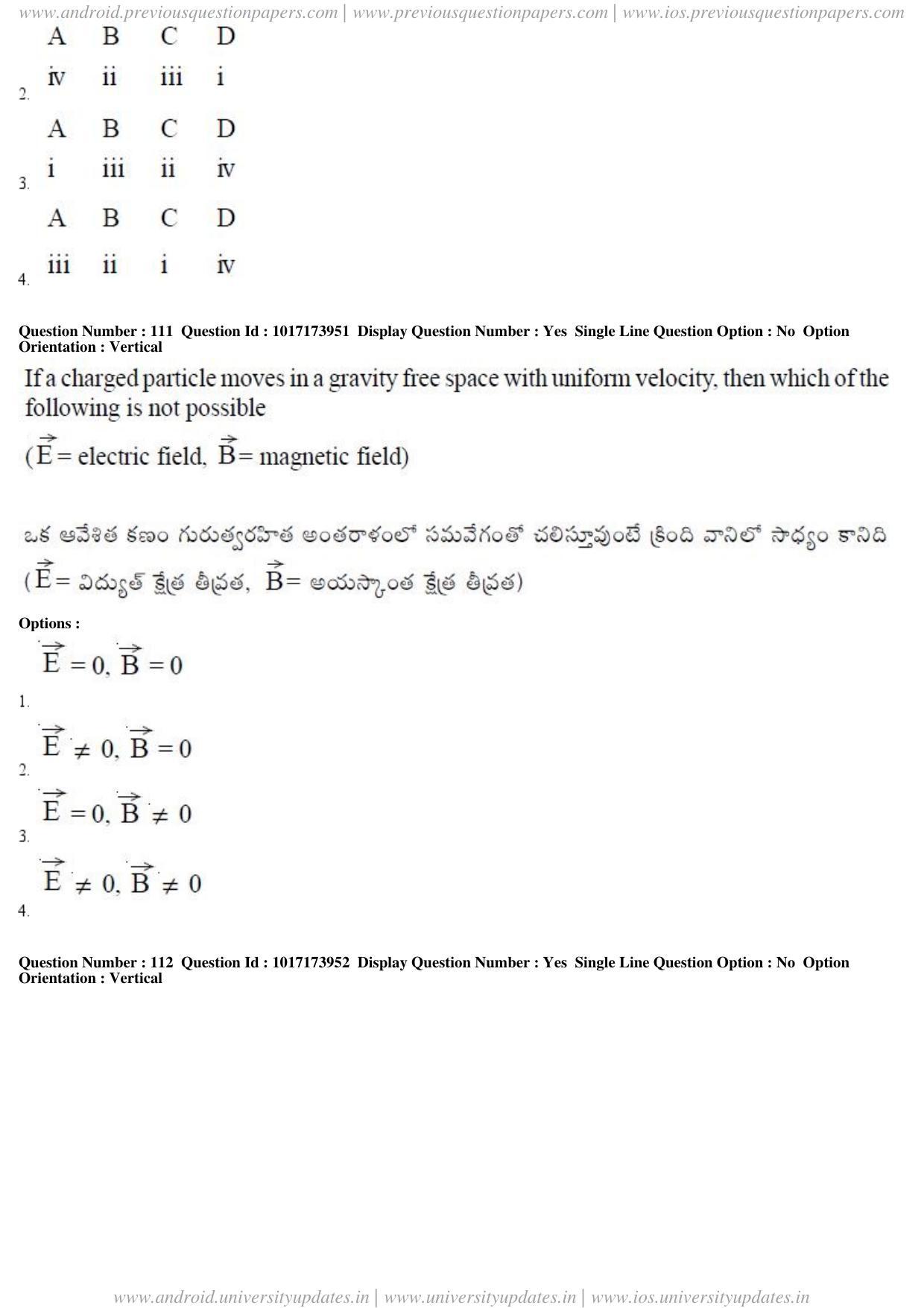 AP EAPCET 2017 - April 24, 2017 Afternoon - Master Engineering Question Paper With Preliminary Keys - Page 63
