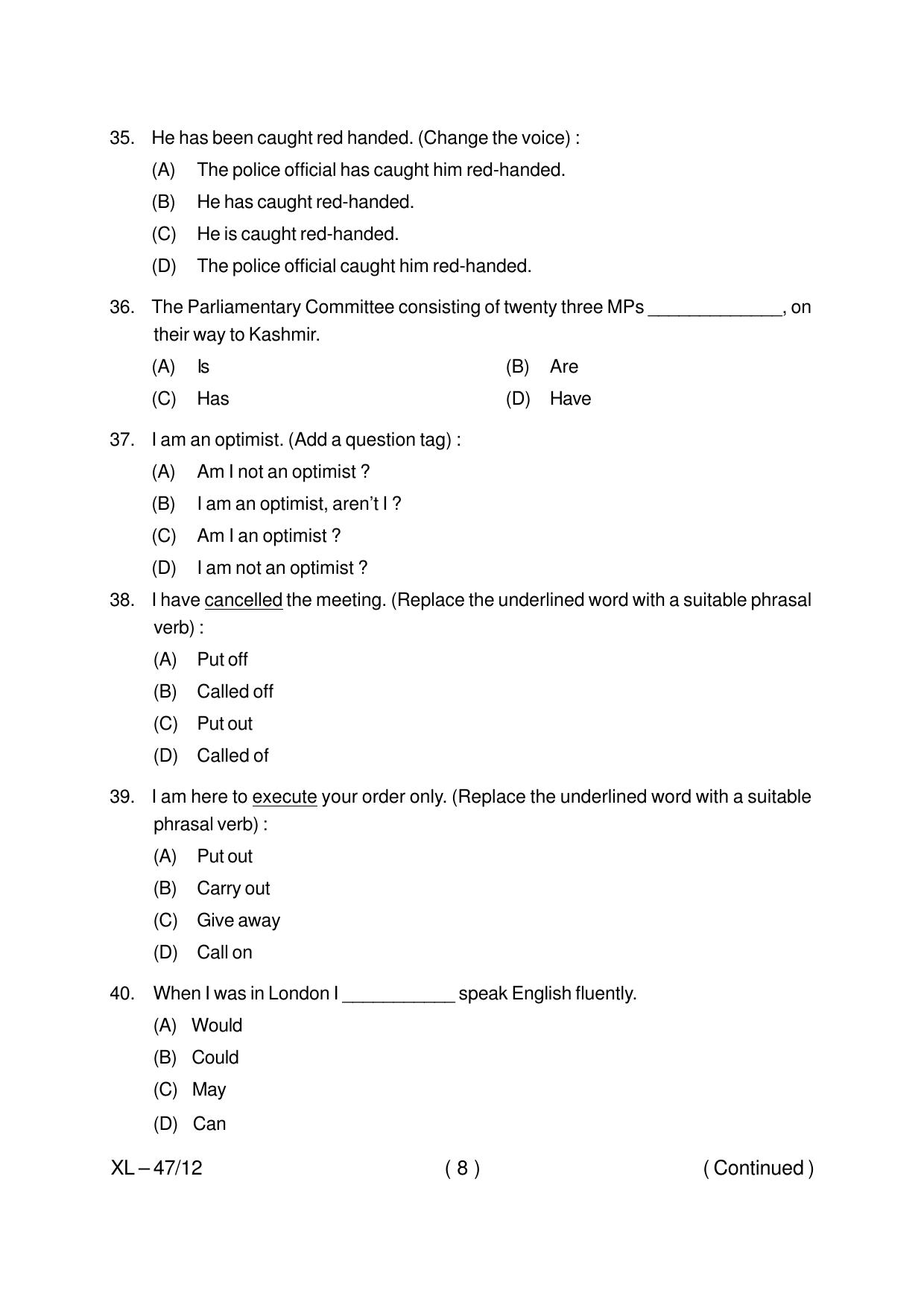 Odisha CPET LINGUISTIC 2020 Question Paper - Page 8