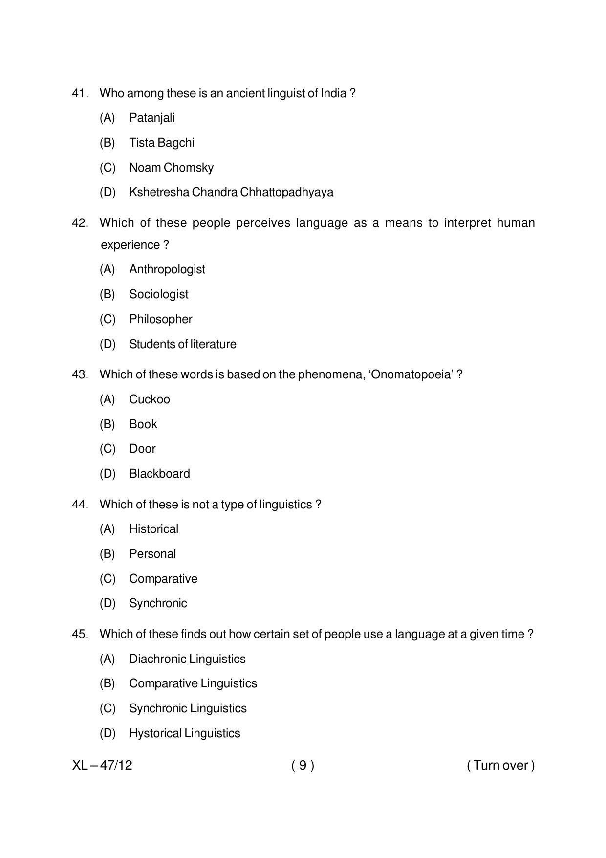 Odisha CPET LINGUISTIC 2020 Question Paper - Page 9