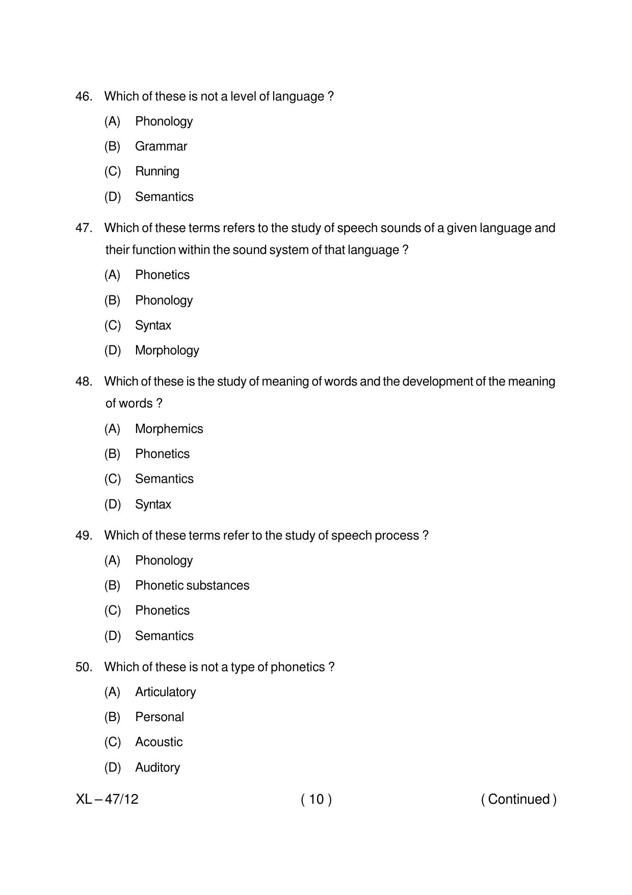 Odisha CPET LINGUISTIC 2020 Question Paper - Page 10