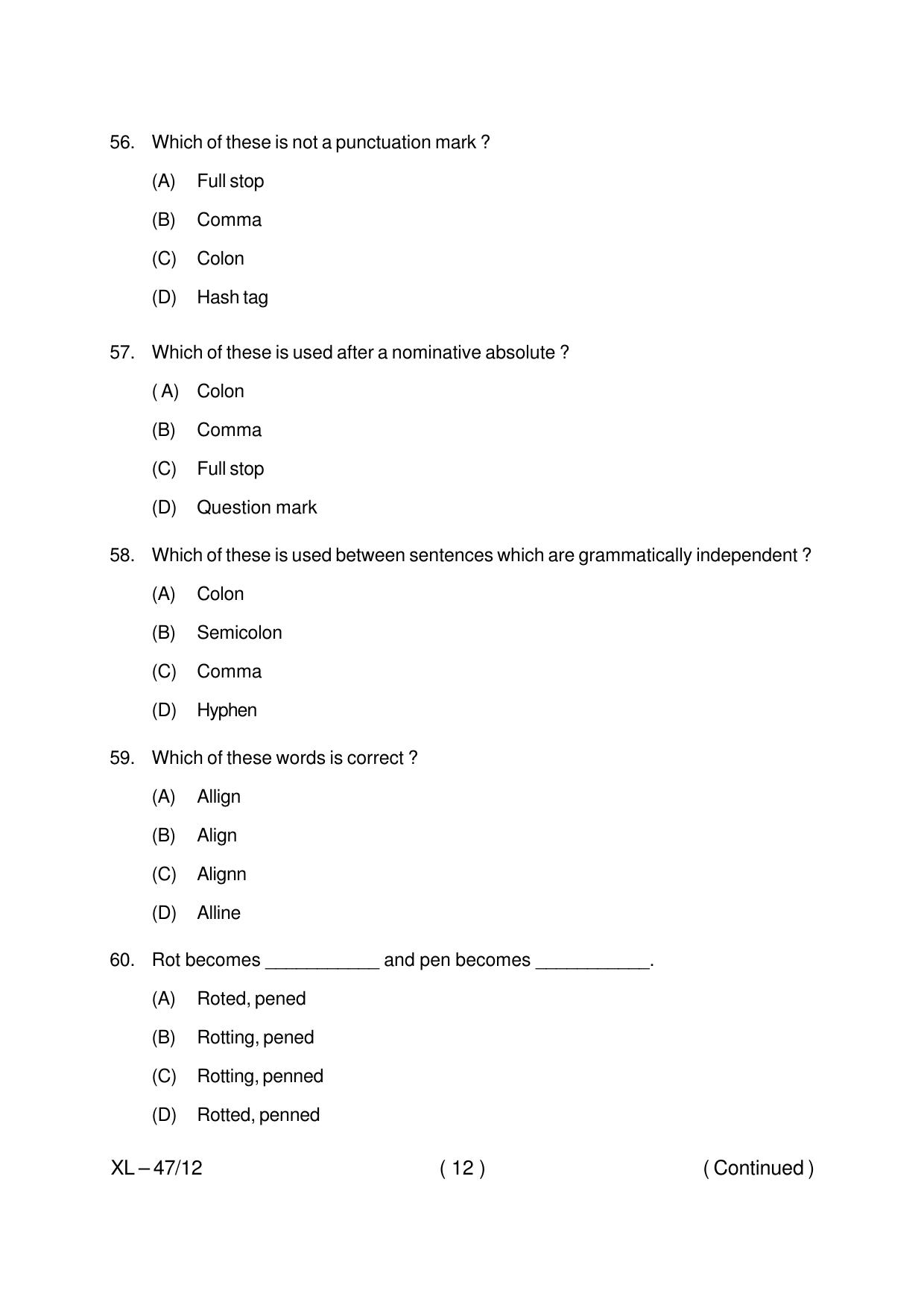 Odisha CPET LINGUISTIC 2020 Question Paper - Page 12