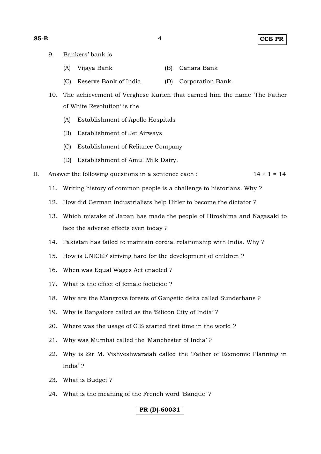 Karnataka SSLC Social Science (ENGLISH Medium) - 85-E (PR) (Revised Un-Revised)_ss1 (Supplementary) June 2018 Question Paper - Page 4