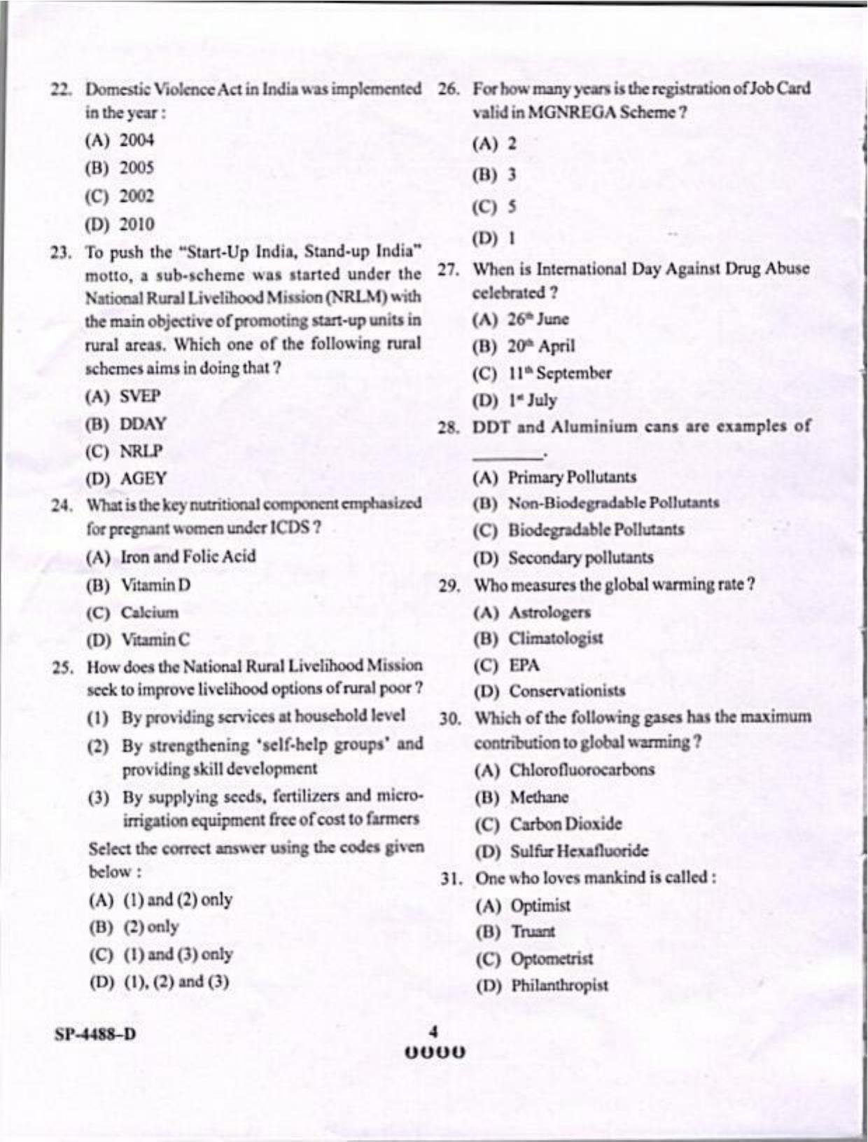 KUET 2024 M.A. Social Work Question Paper - Page 4