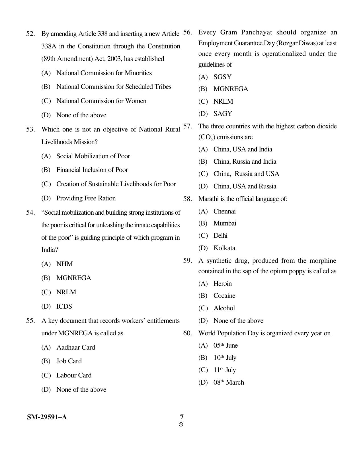 KUET 2024 M.A. Social Work Question Paper - Page 15