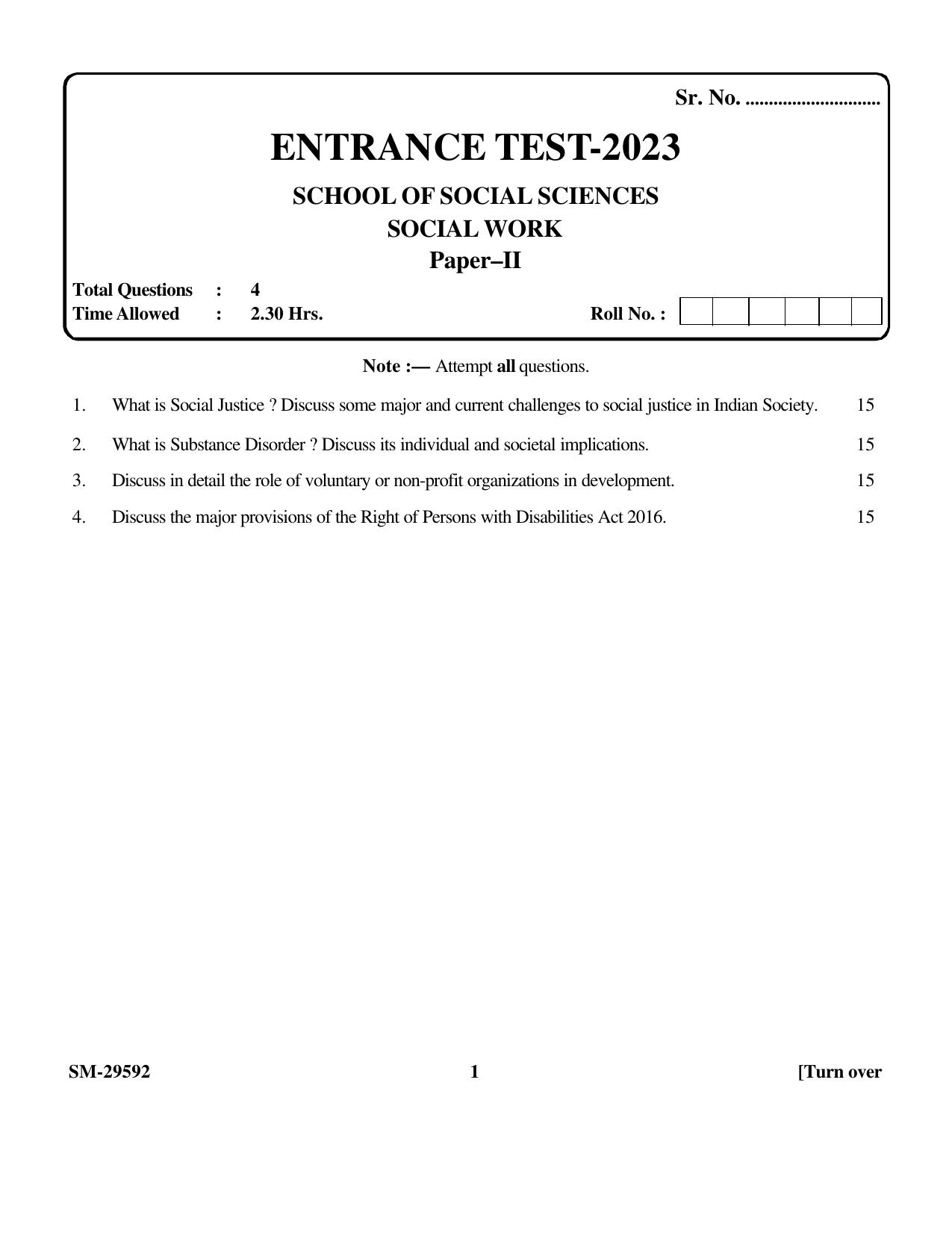 KUET 2024 M.A. Social Work Question Paper - Page 17