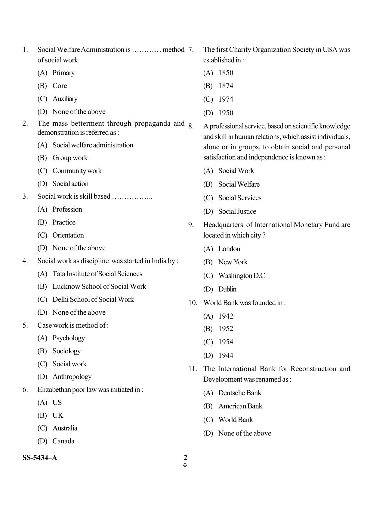 KUET 2024 M.A. Social Work Question Paper - Page 25