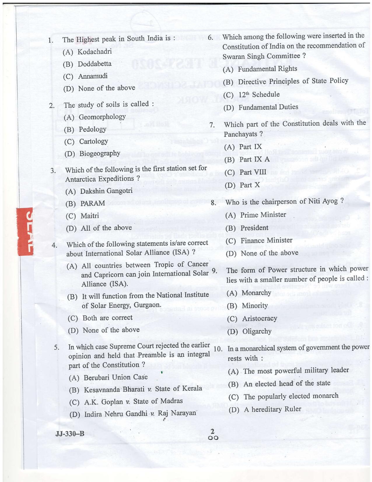 KUET 2024 M.A. Social Work Question Paper - Page 33