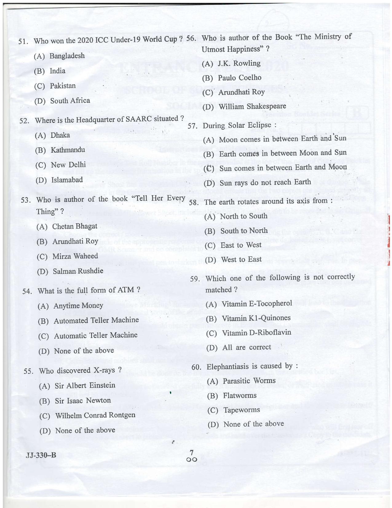 KUET 2024 M.A. Social Work Question Paper - Page 38