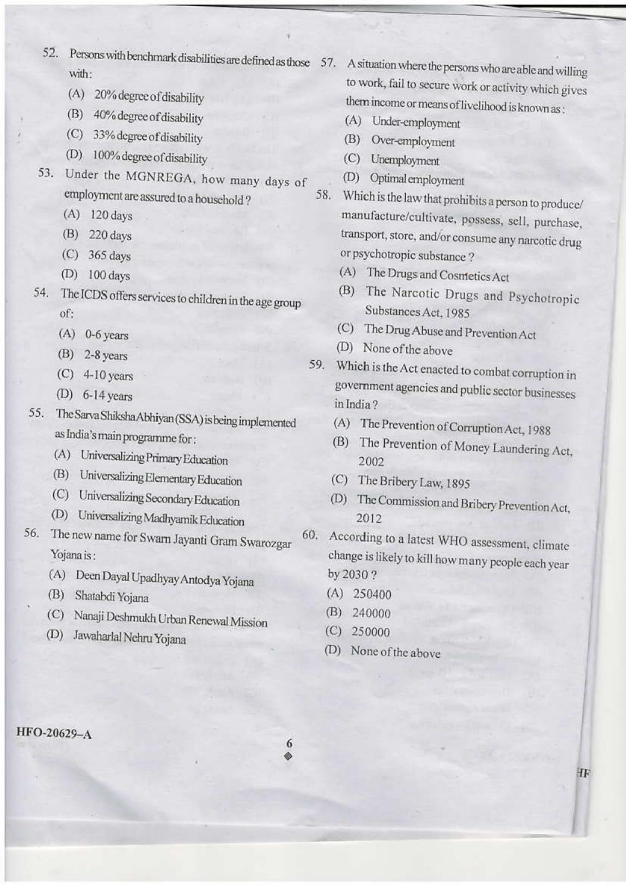 KUET 2024 M.A. Social Work Question Paper - Page 43