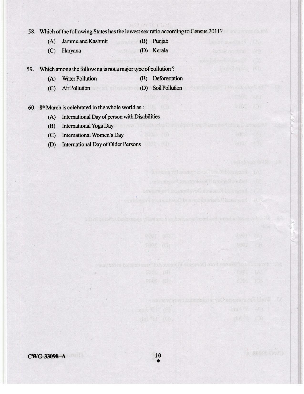 KUET 2024 M.A. Social Work Question Paper - Page 64