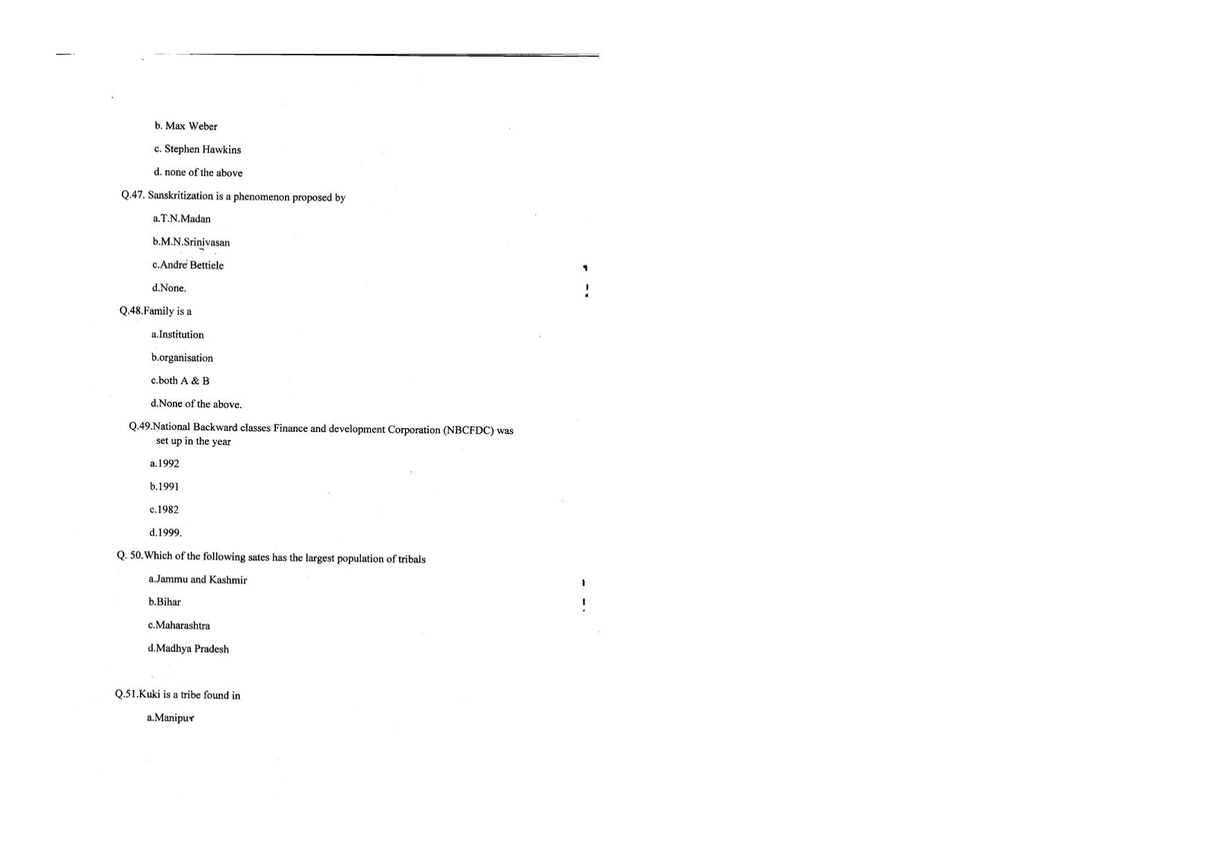 KUET 2024 M.A. Social Work Question Paper - Page 81