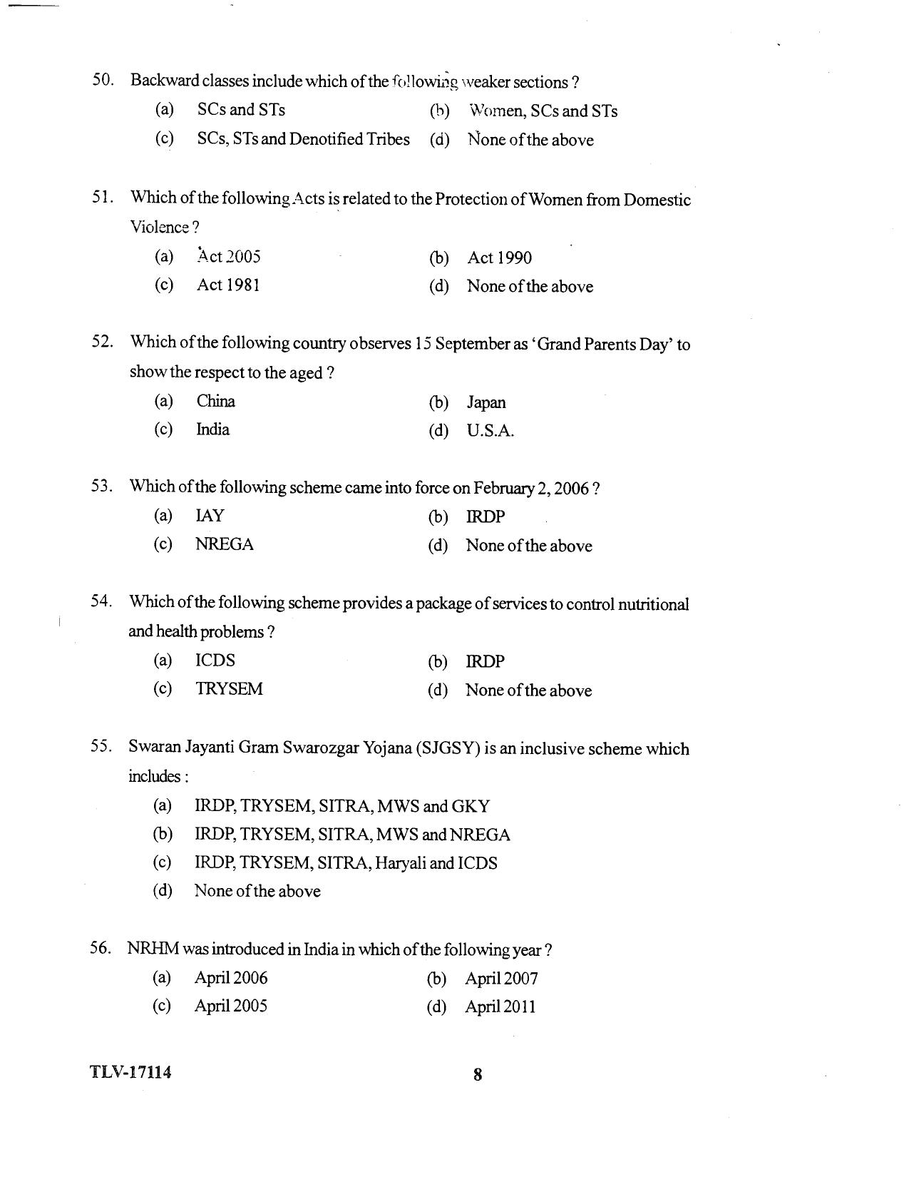 KUET 2024 M.A. Social Work Question Paper - Page 90