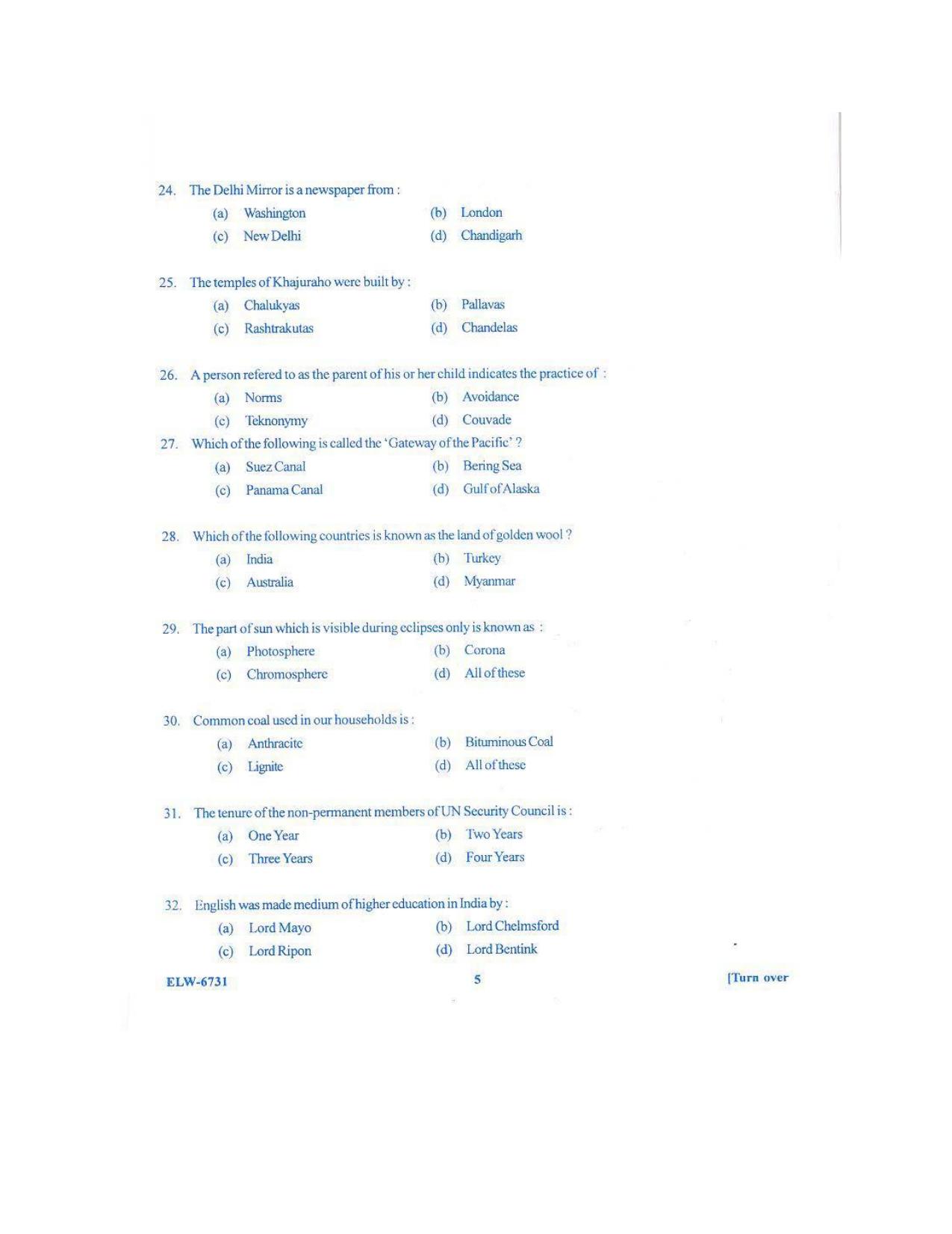 KUET 2024 M.A. Social Work Question Paper - Page 95