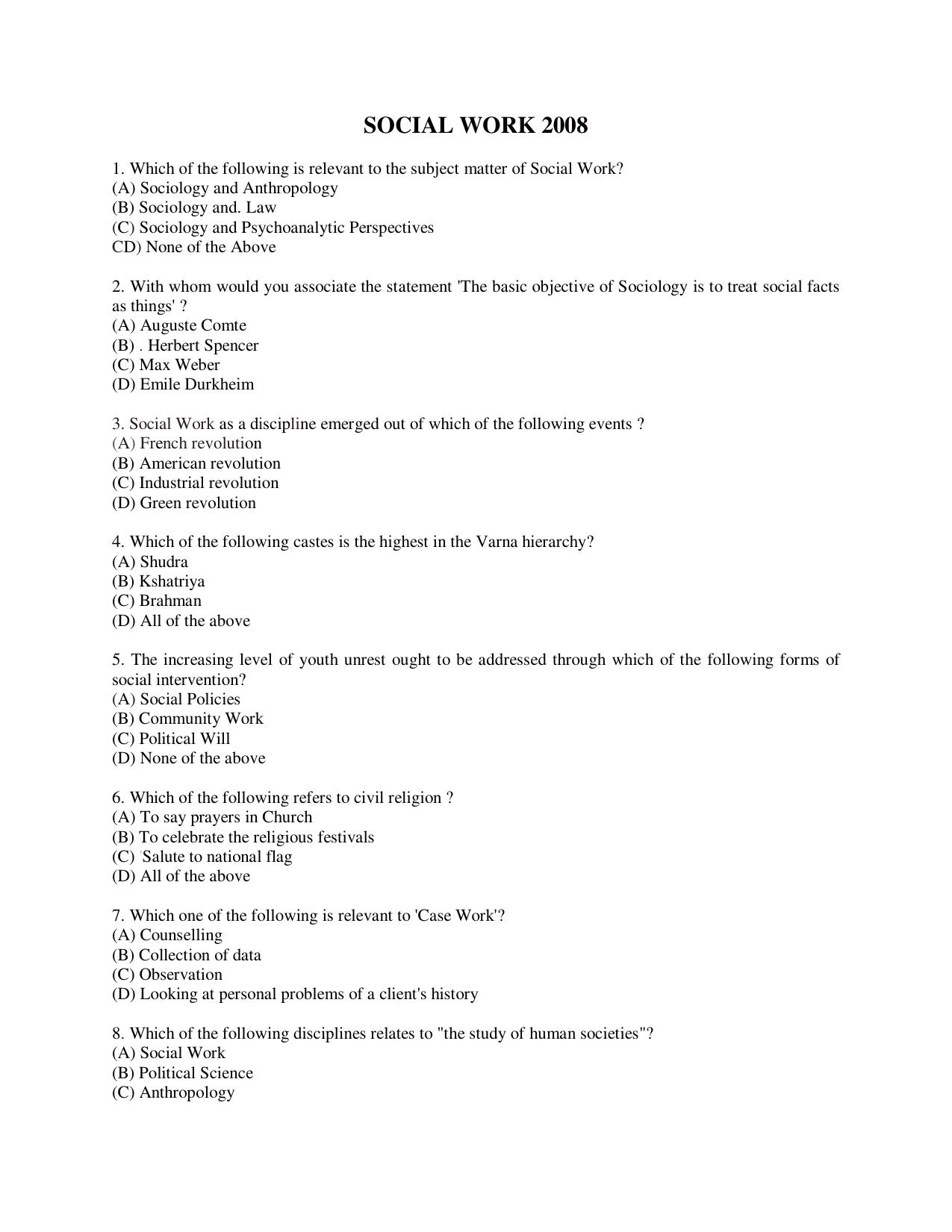 KUET 2024 M.A. Social Work Question Paper - Page 100