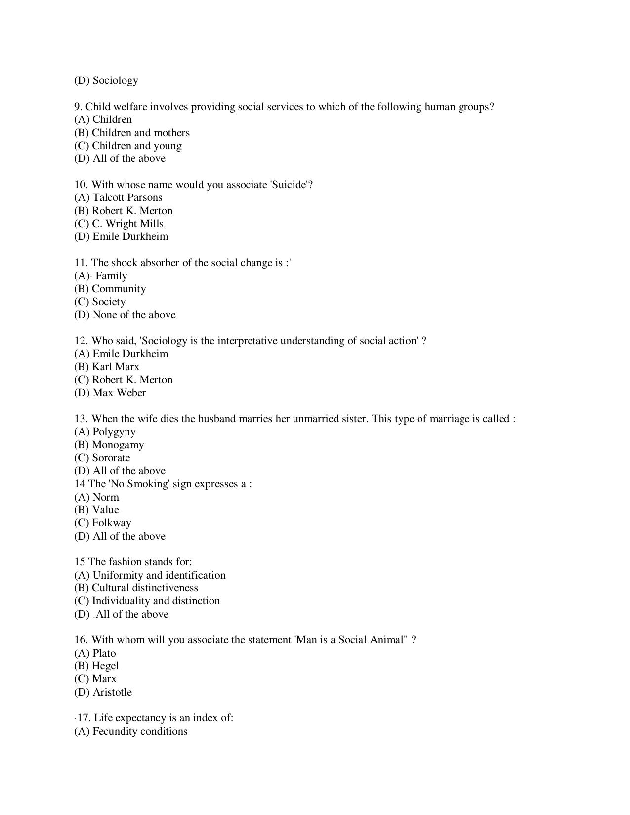 KUET 2024 M.A. Social Work Question Paper - Page 101