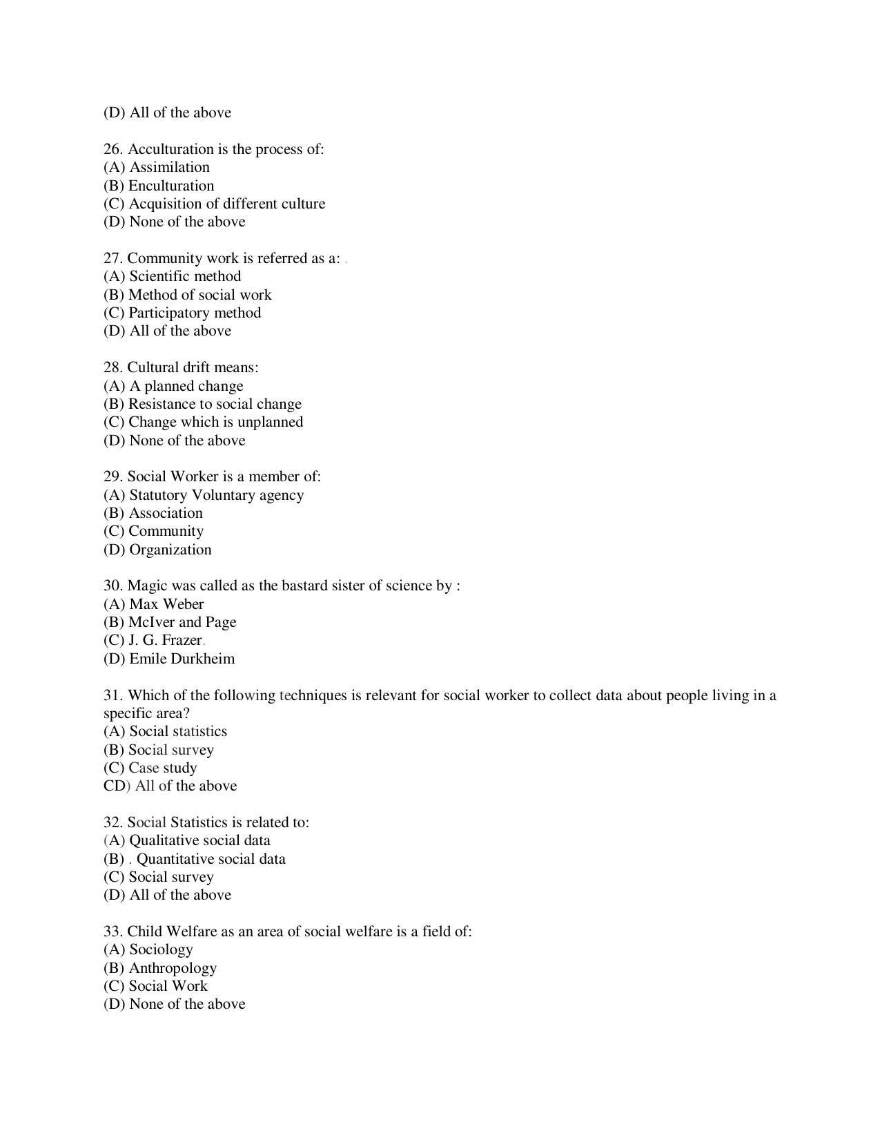 KUET 2024 M.A. Social Work Question Paper - Page 103