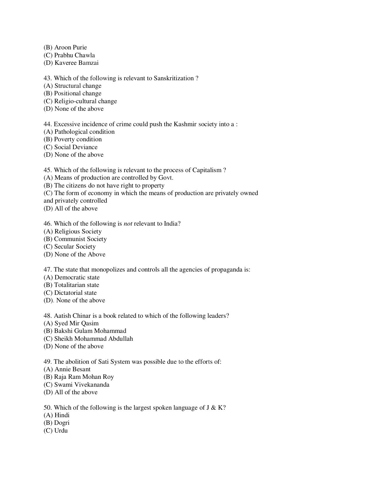 KUET 2024 M.A. Social Work Question Paper - Page 105