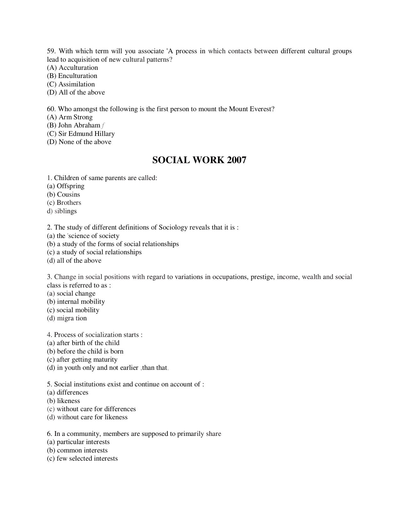 KUET 2024 M.A. Social Work Question Paper - Page 107