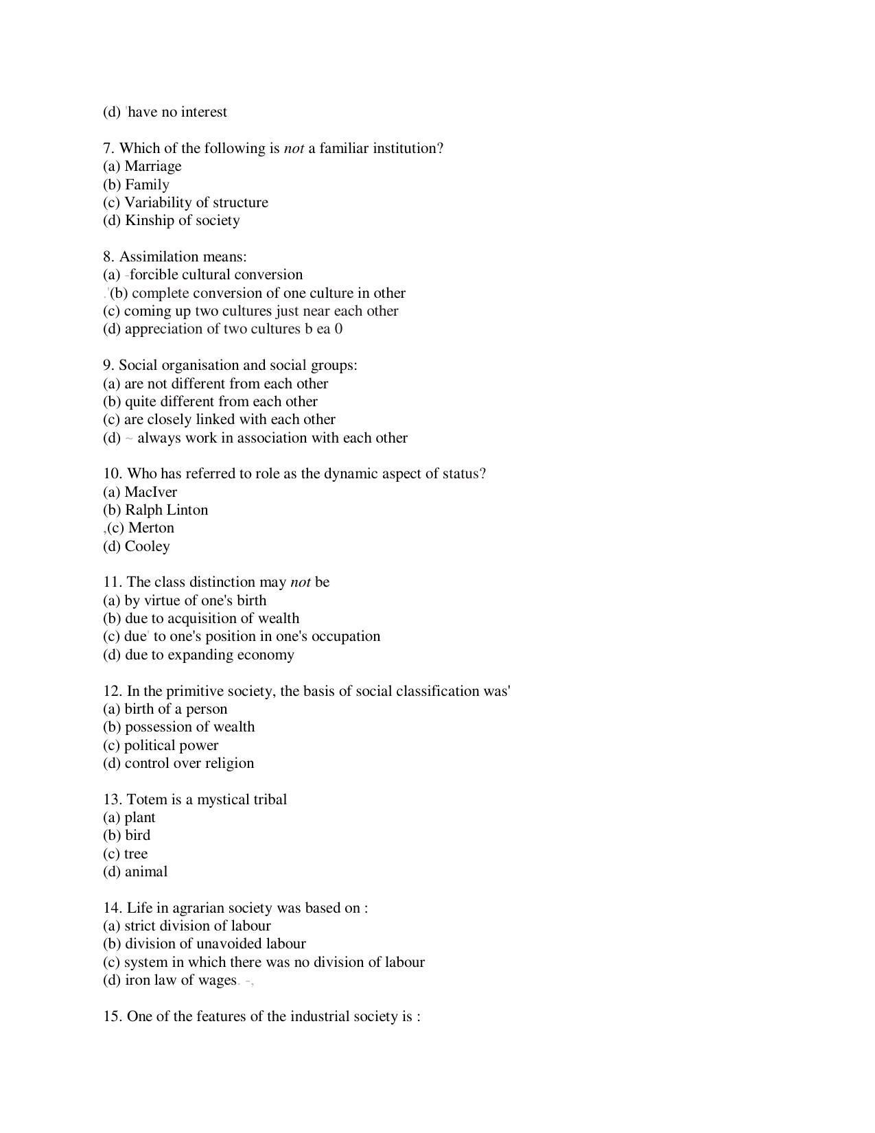 KUET 2024 M.A. Social Work Question Paper - Page 108