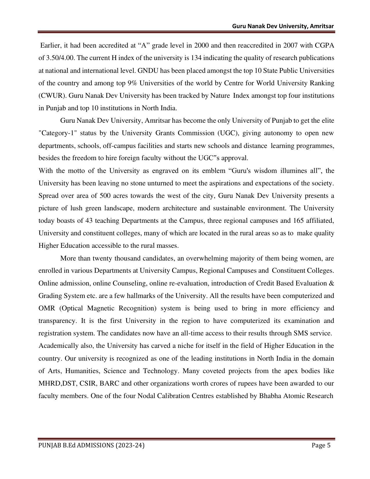 Punjab B.Ed CET 2023 - Page 5