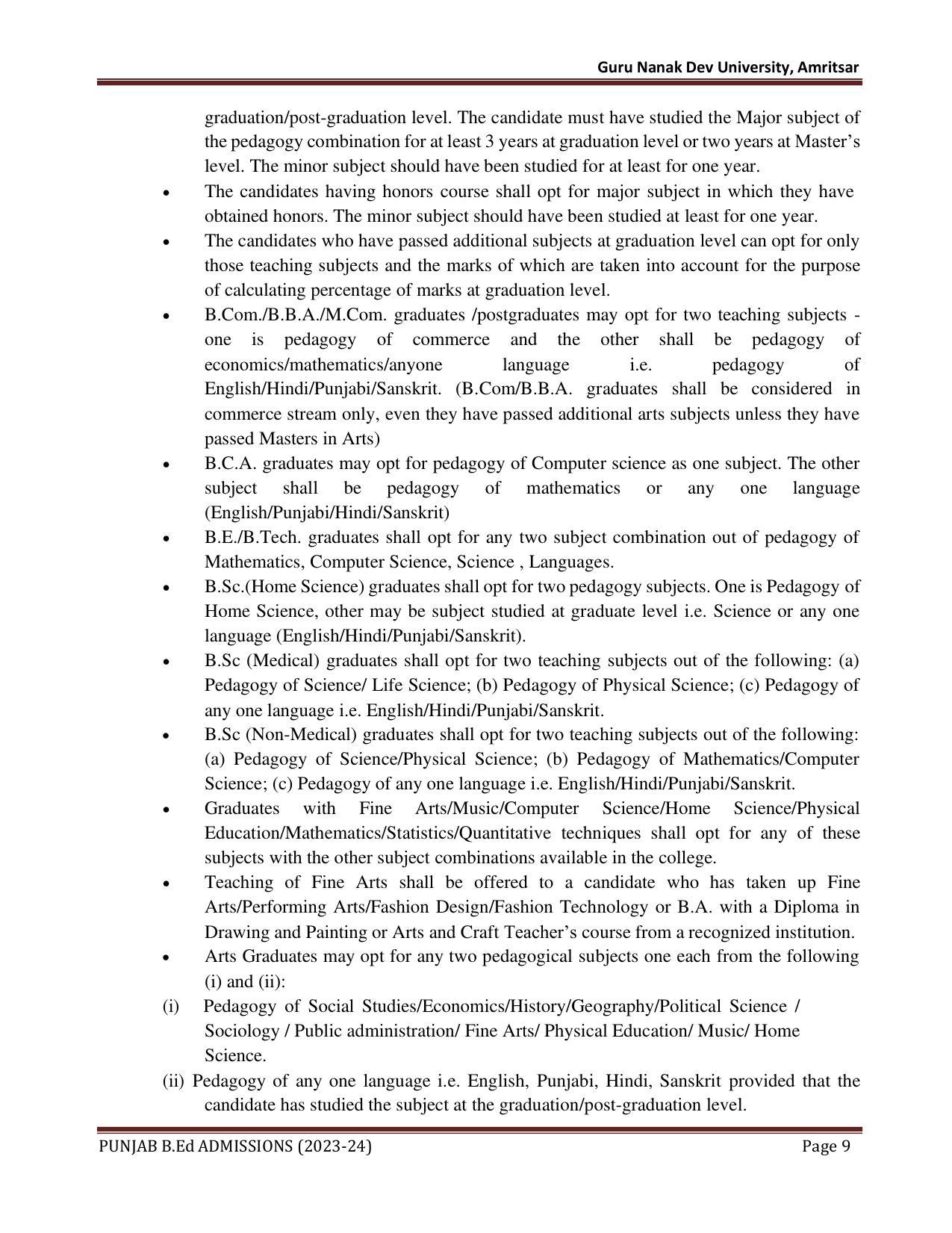 Punjab B.Ed CET 2023 - Page 9