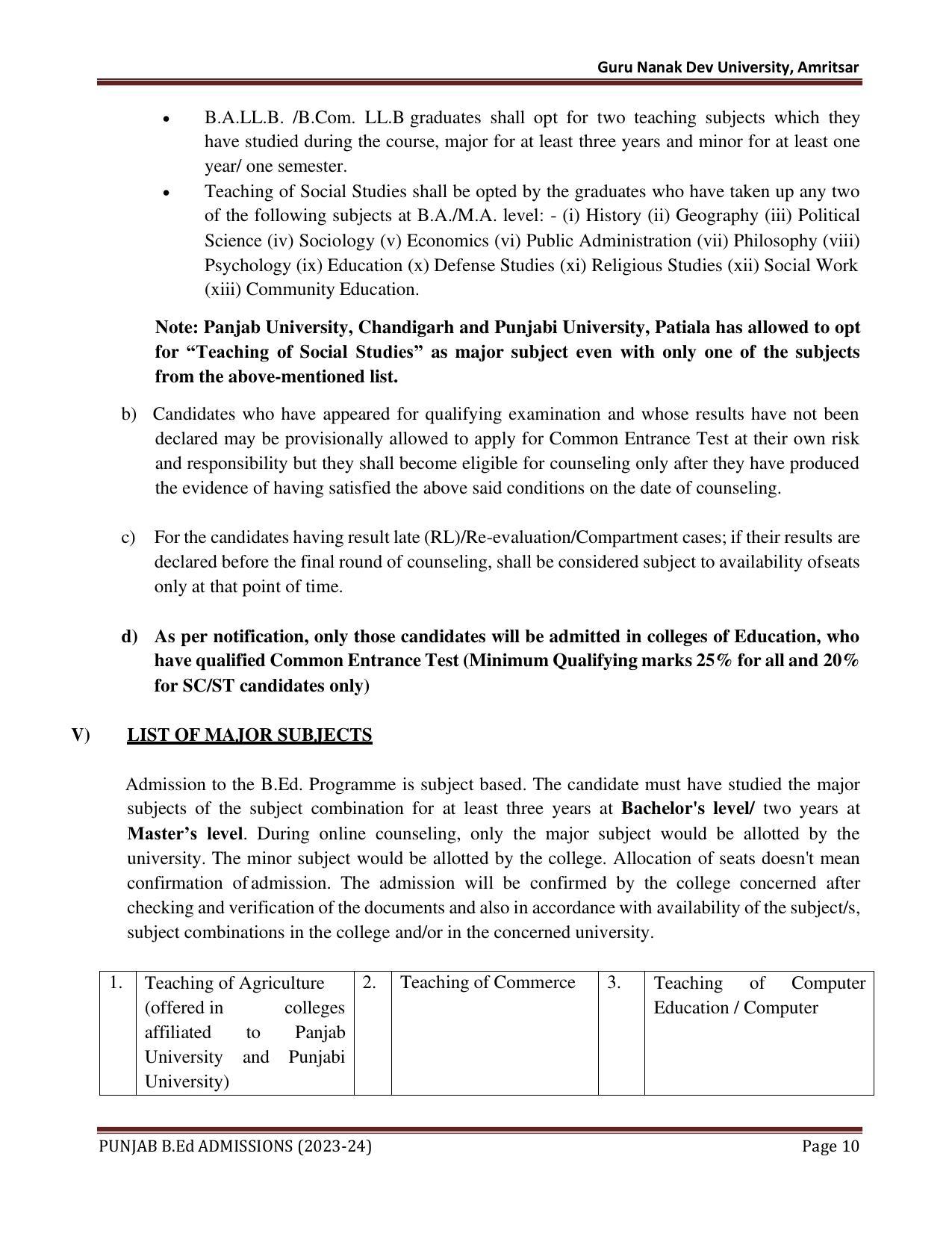 Punjab B.Ed CET 2023 - Page 10