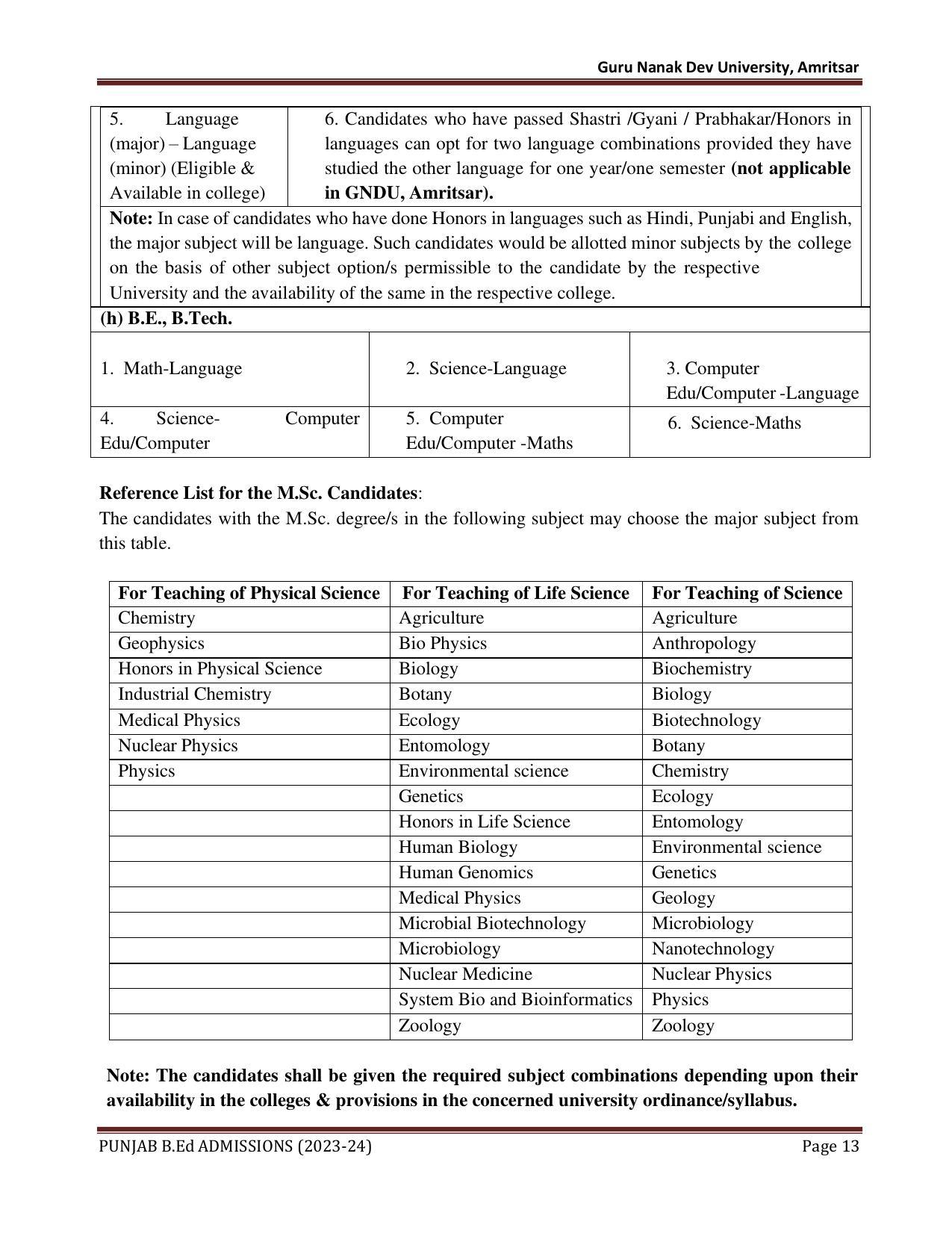 Punjab B.Ed CET 2023 - Page 13