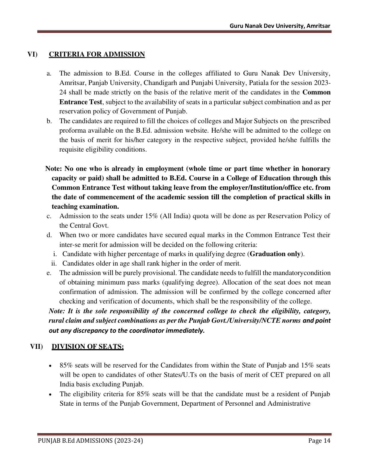Punjab B.Ed CET 2023 - Page 14