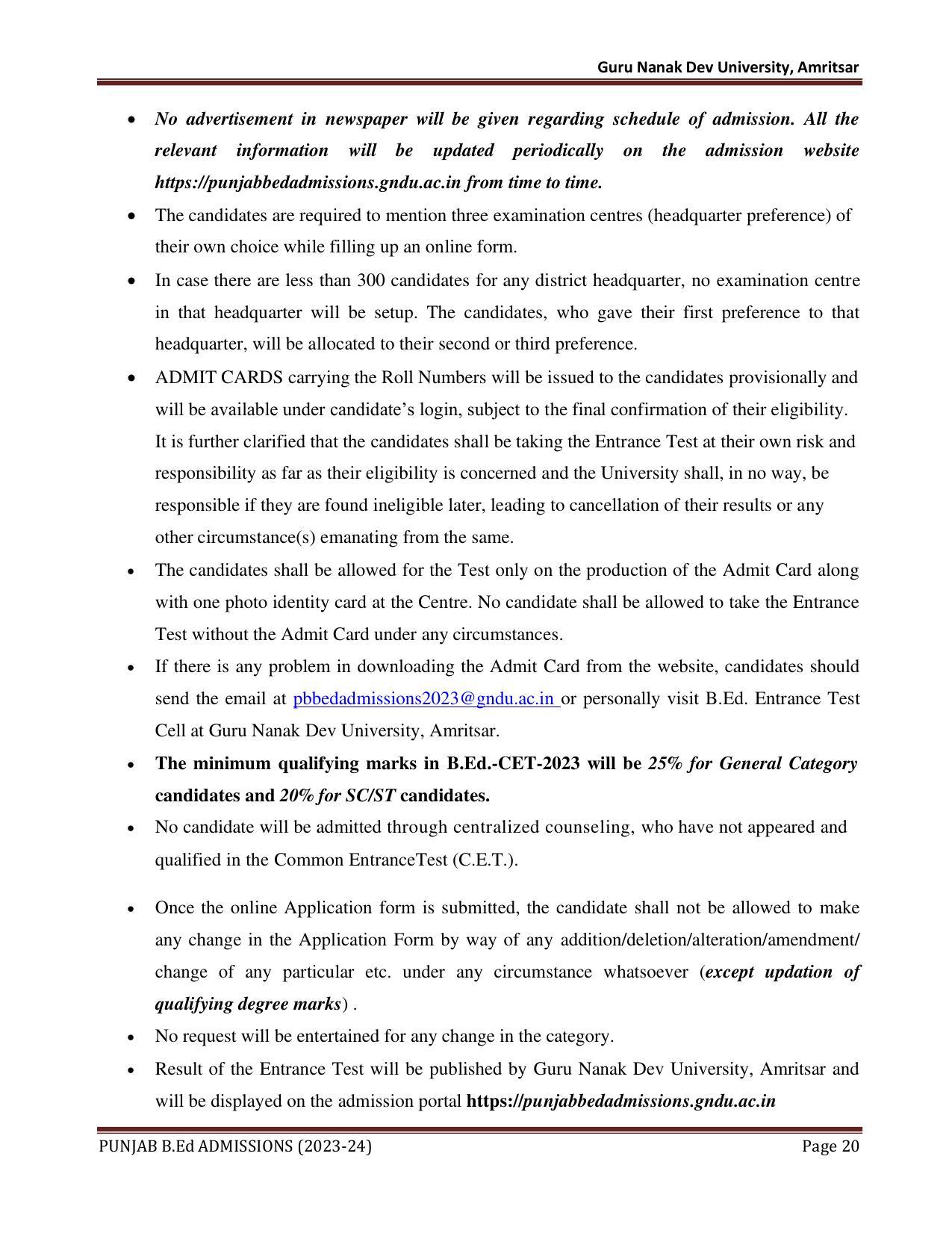 Punjab B.Ed CET 2023 - Page 20
