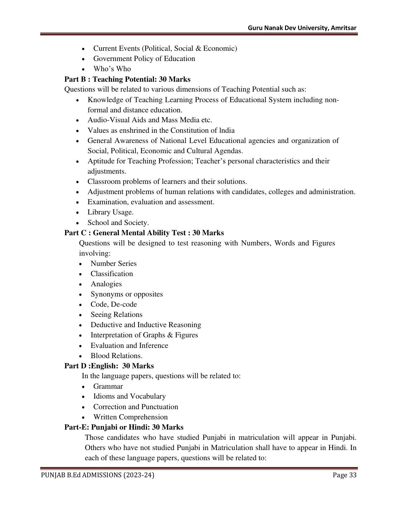 Punjab B.Ed CET 2023 - Page 33