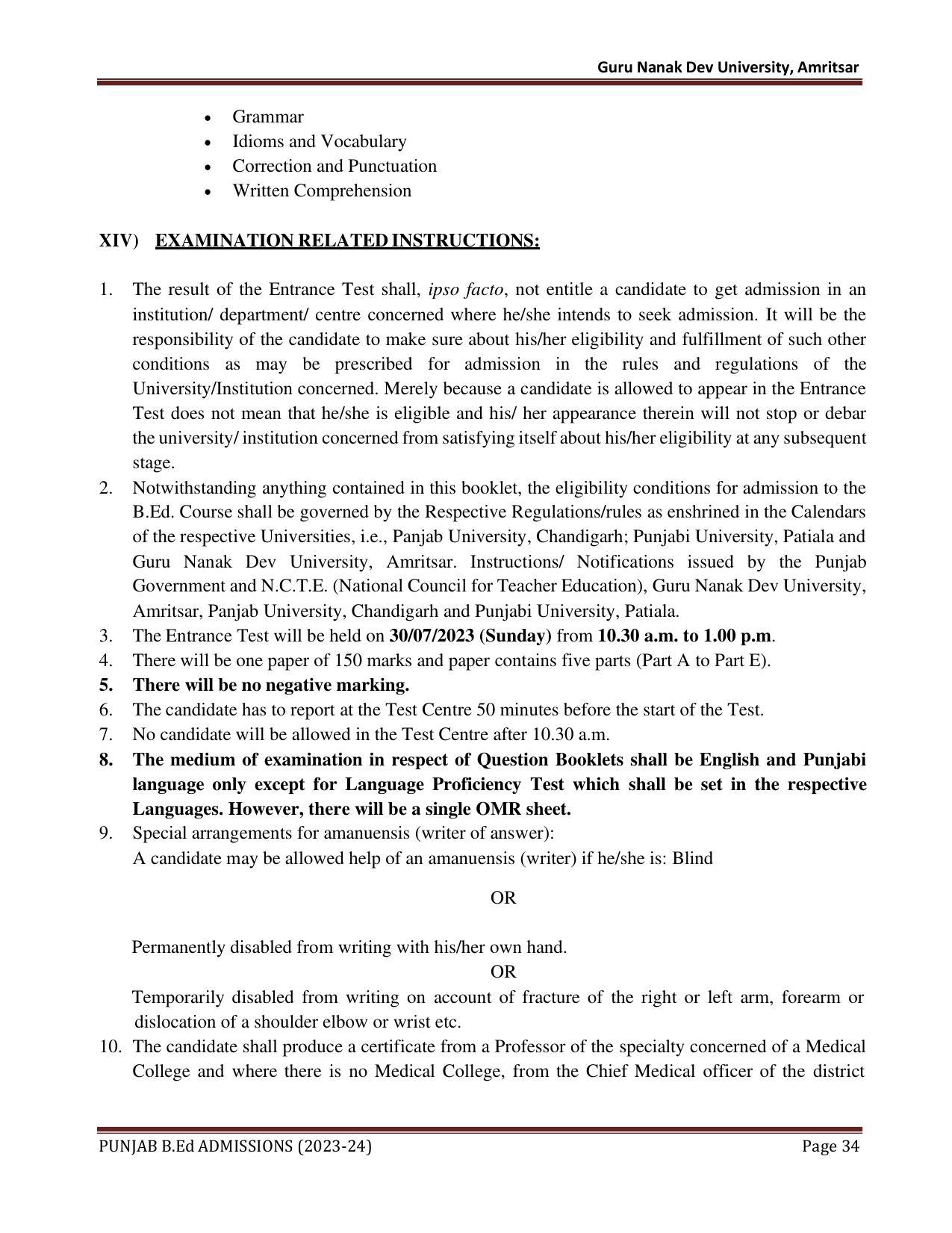 Punjab B.Ed CET 2023 - Page 34