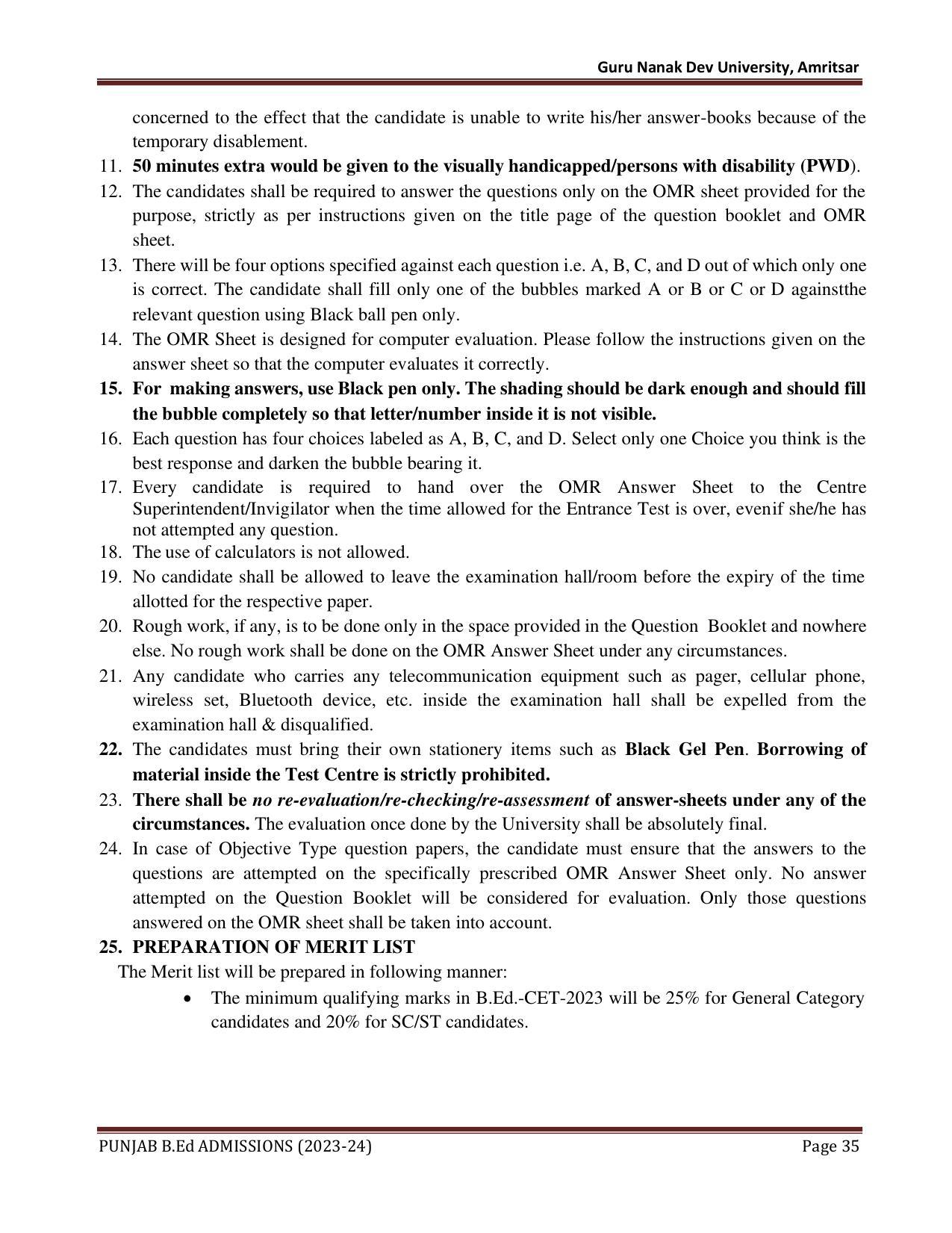 Punjab B.Ed CET 2023 - Page 35