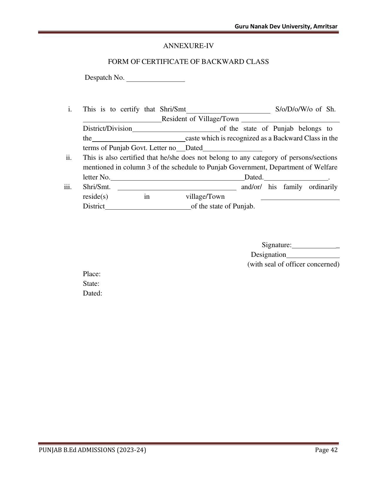 Punjab B.Ed CET 2023 - Page 42