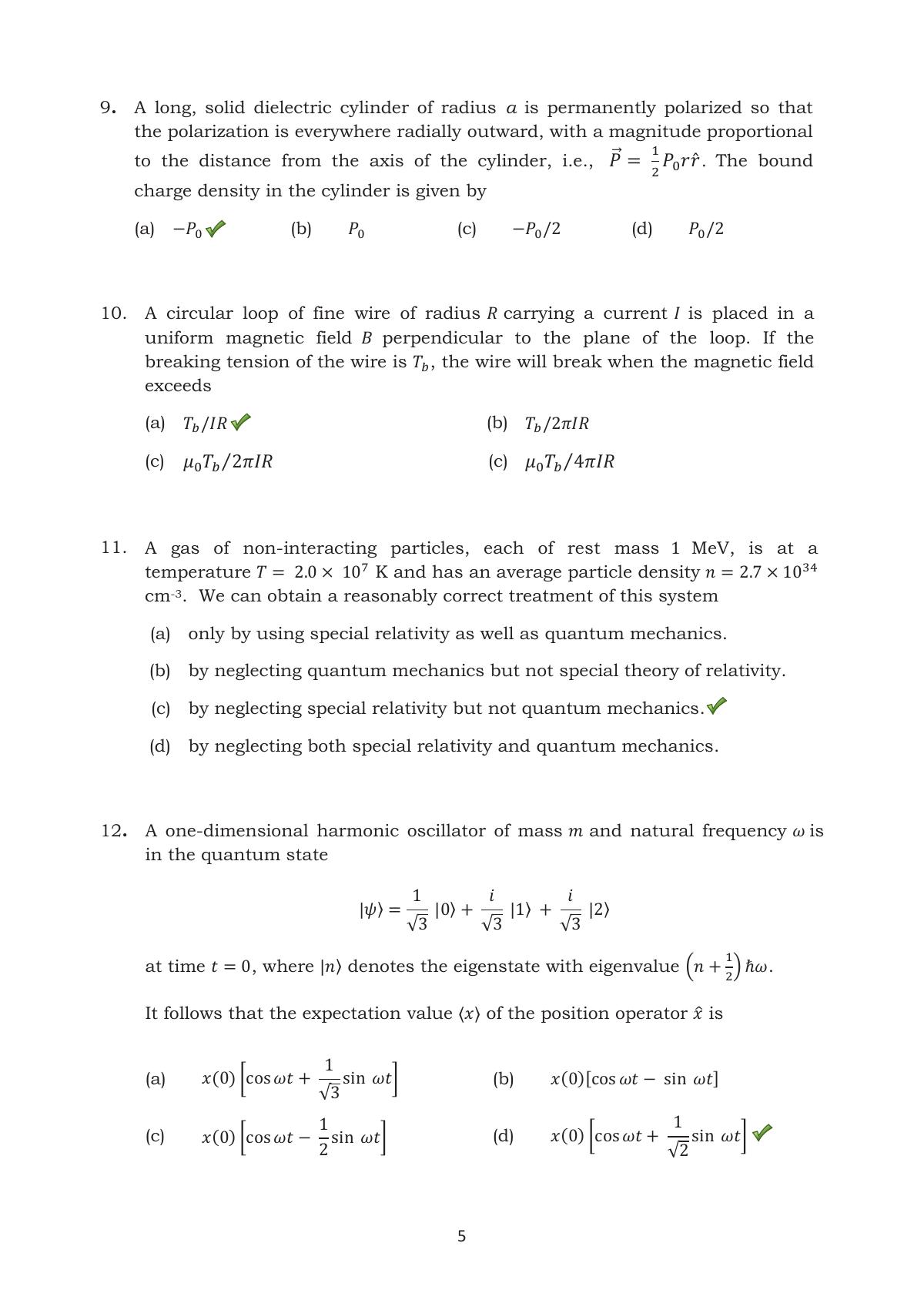 TIFR GS 2016 Physics X Question Paper - Page 5