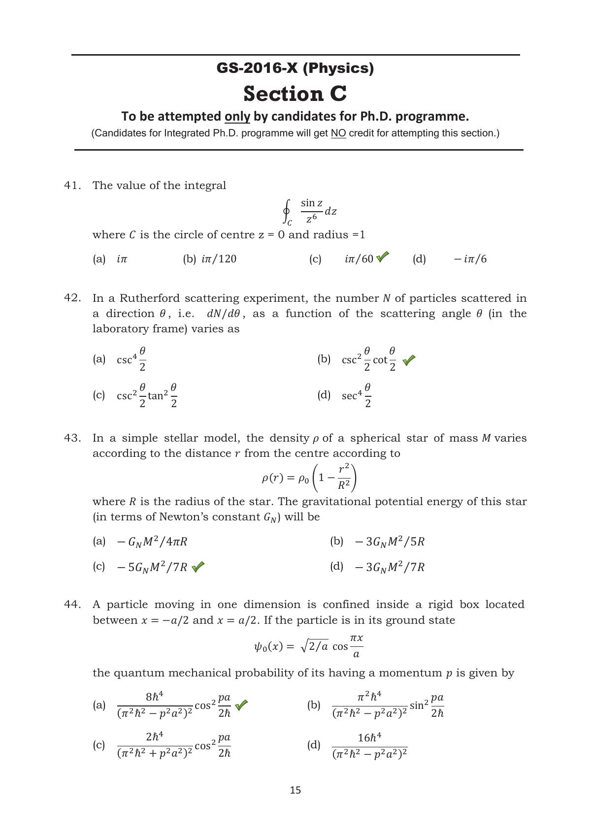 TIFR GS 2016 Physics X Question Paper - Page 15