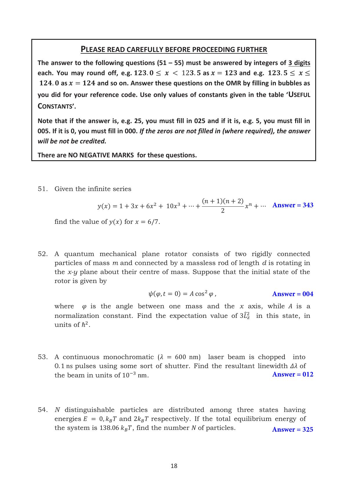 TIFR GS 2016 Physics X Question Paper - Page 18