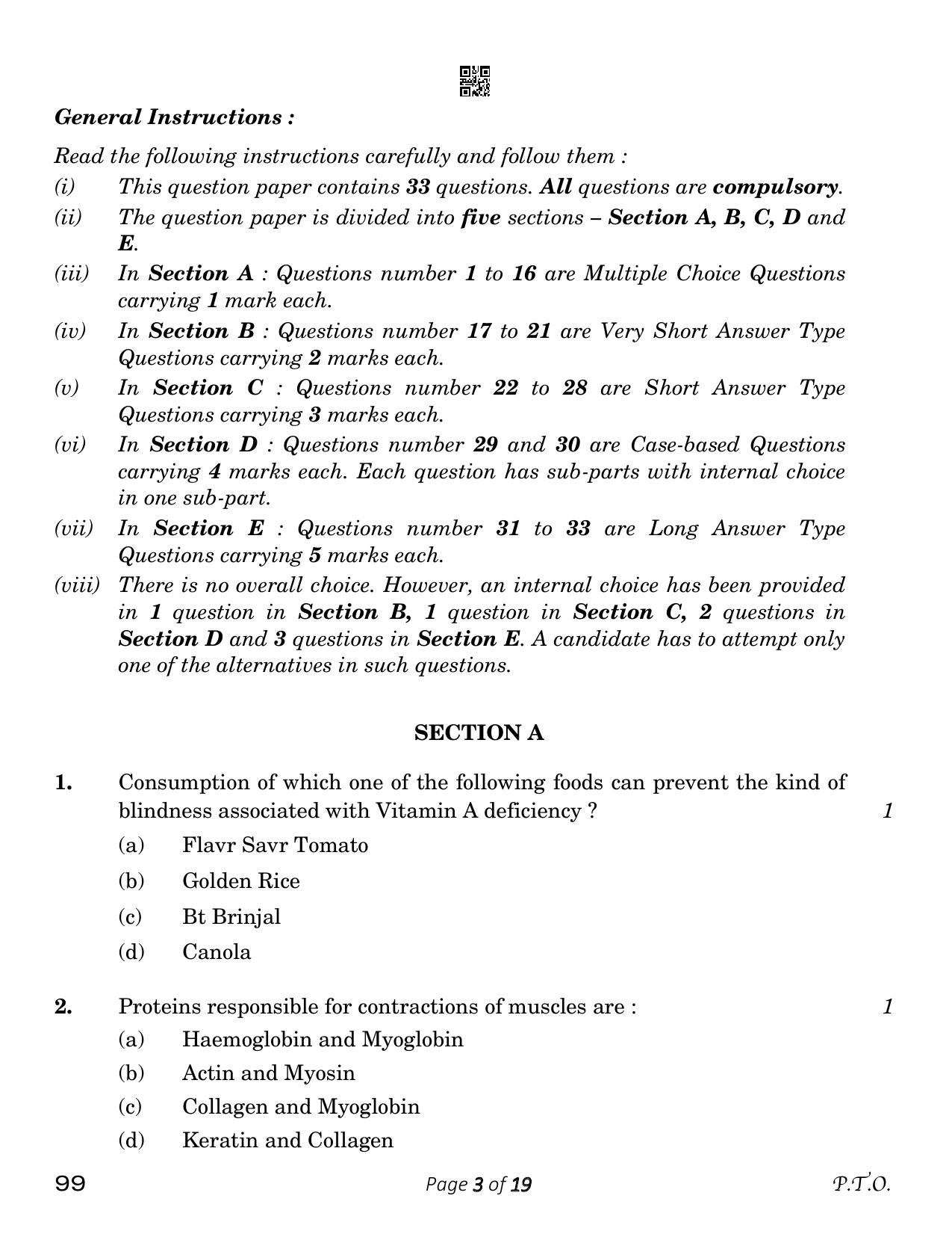 CBSE Class 12 Biotechnology (Compartment) 2023 Question Paper - Page 3